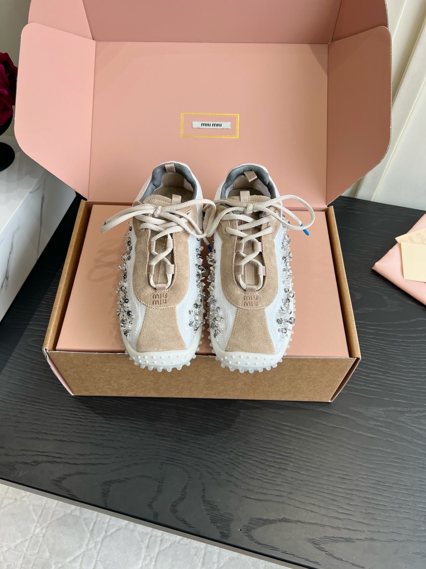 Embellished Trim Lace Up Sneakers
