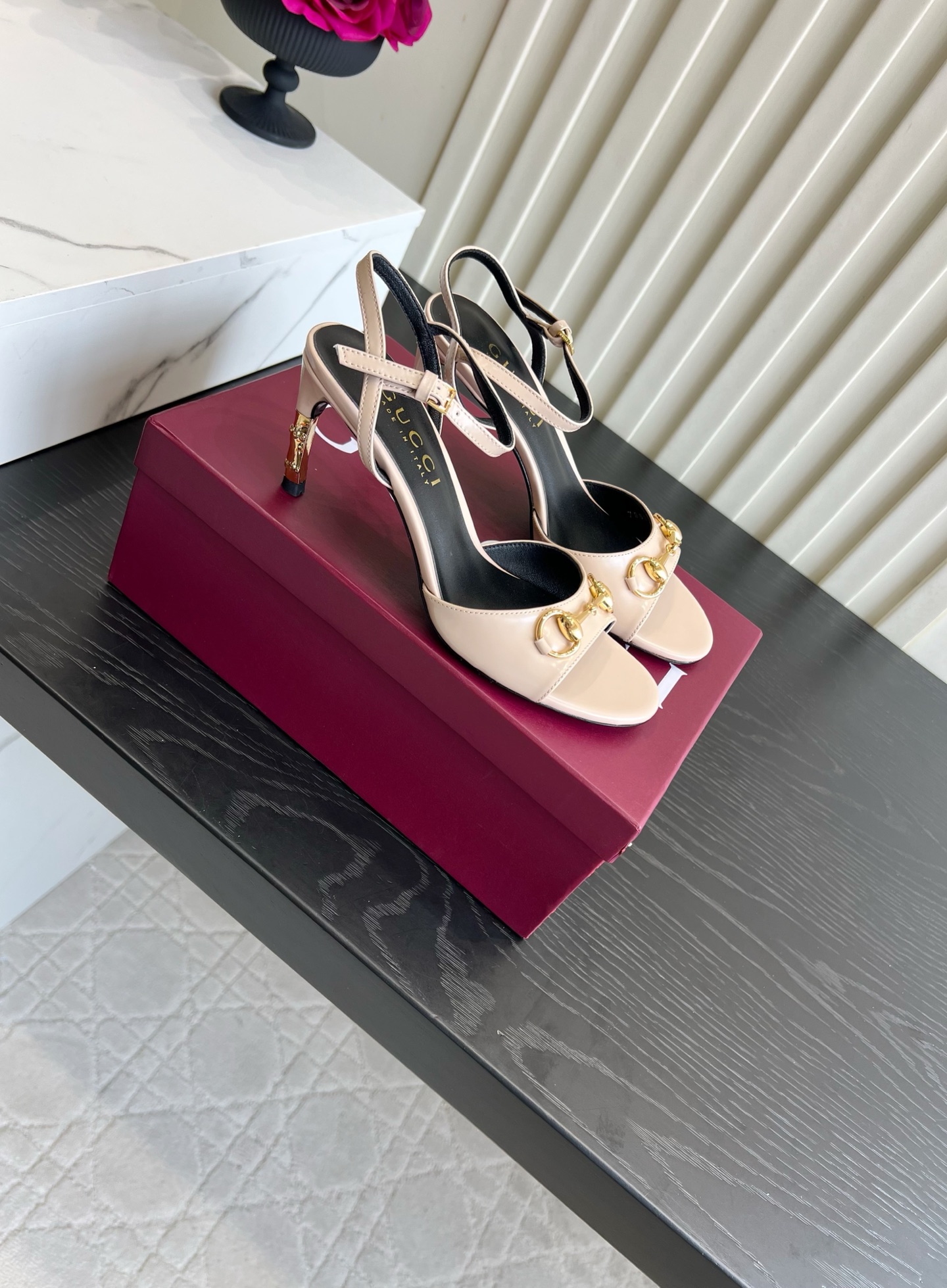 Gucci Horsebit Bamboo Heel Ankle Strap Sandals