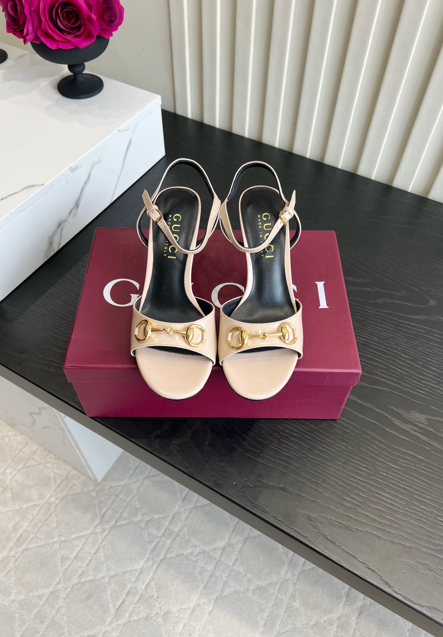 Gucci Horsebit Bamboo Heel Ankle Strap Sandals