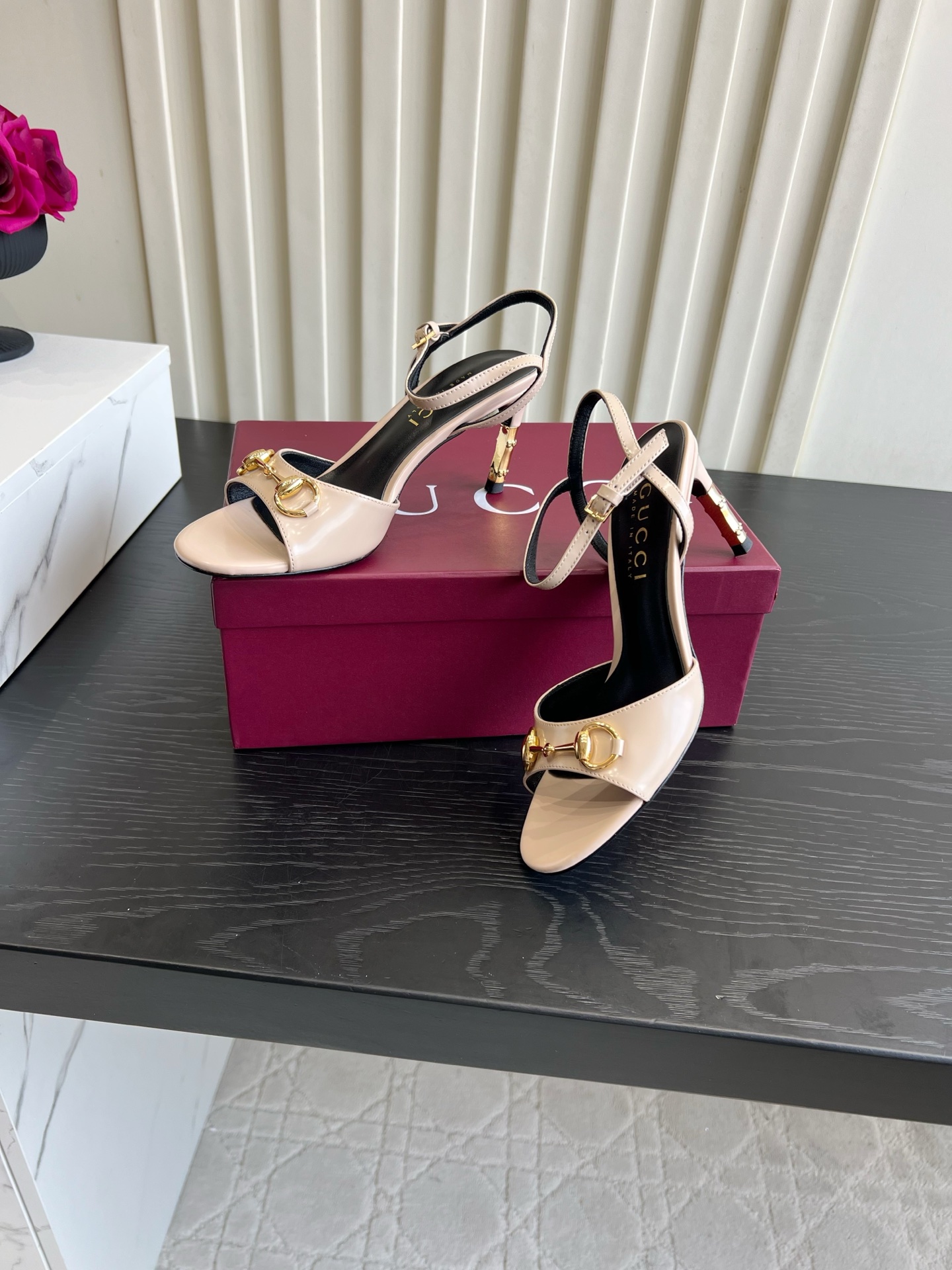 Gucci Horsebit Bamboo Heel Ankle Strap Sandals
