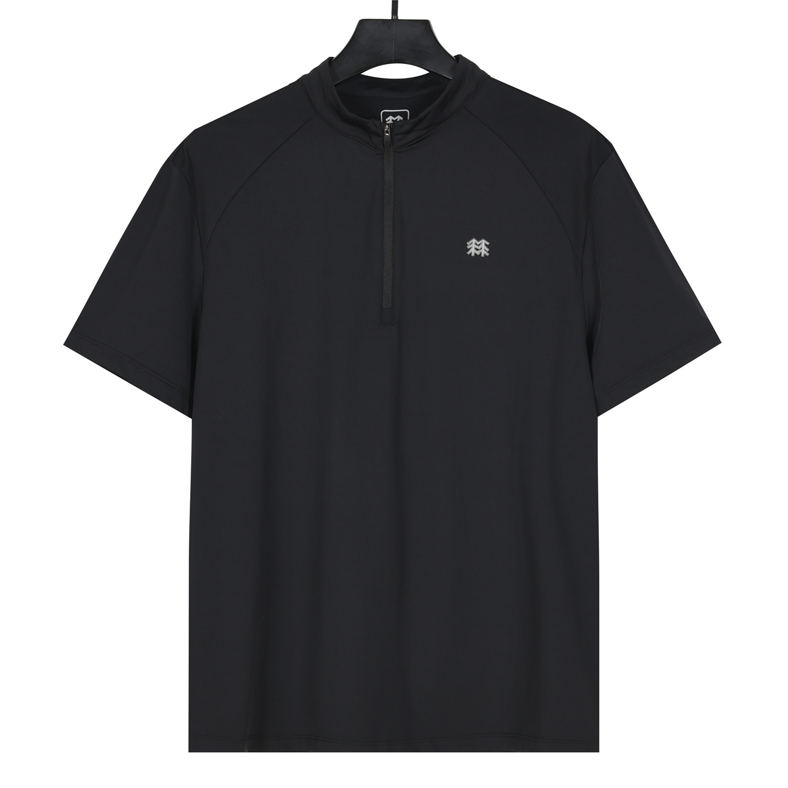 Camiseta deportiva de manga corta de KOLON, media cremallera, tejido de secado rápido con hielo, negro