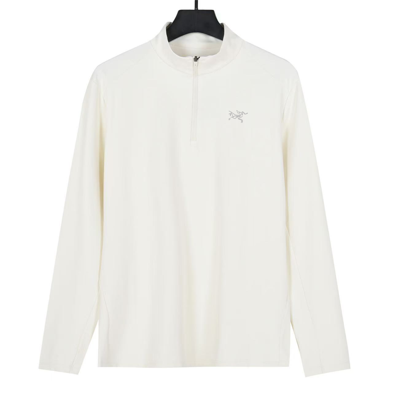 Arcteryx Motus Series AR Zip LS camiseta de manga larga con cuello alto y media cremallera de color liso para hombre bl…