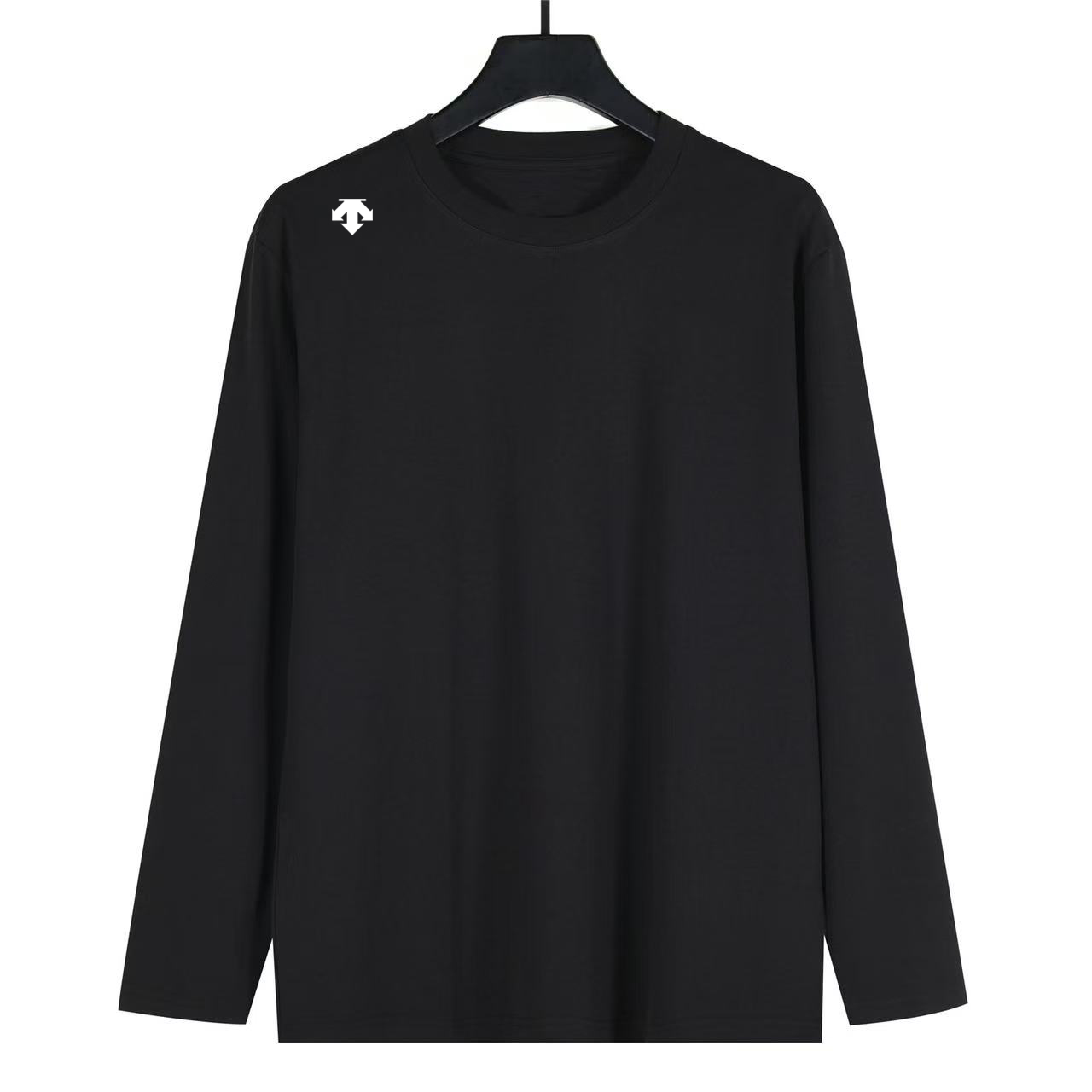 DESCENTE TEAM Jersey de manga larga, cuello redondo, liso, de secado rápido, unisex