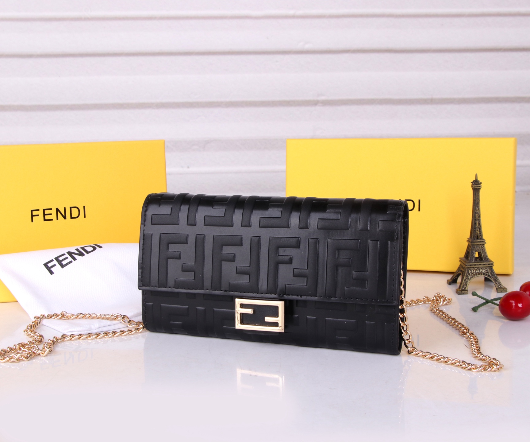 Fendi Black/Brown Leather Wallet: P198, F6001 Section, 19*10.5*3.5 Dimensions, Top-Grade Imported Material - 图片 2