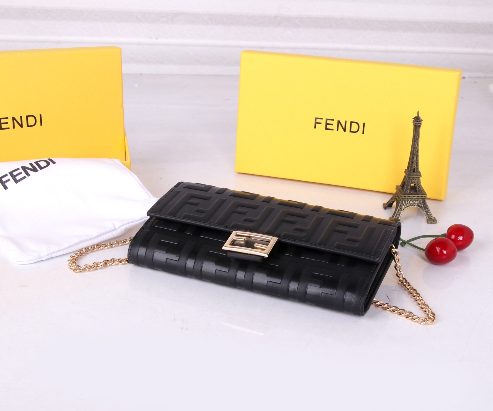 Fendi Black/Brown Leather Wallet: P198, F6001 Section, 19*10.5*3.5 Dimensions, Top-Grade Imported Material - 图片 5