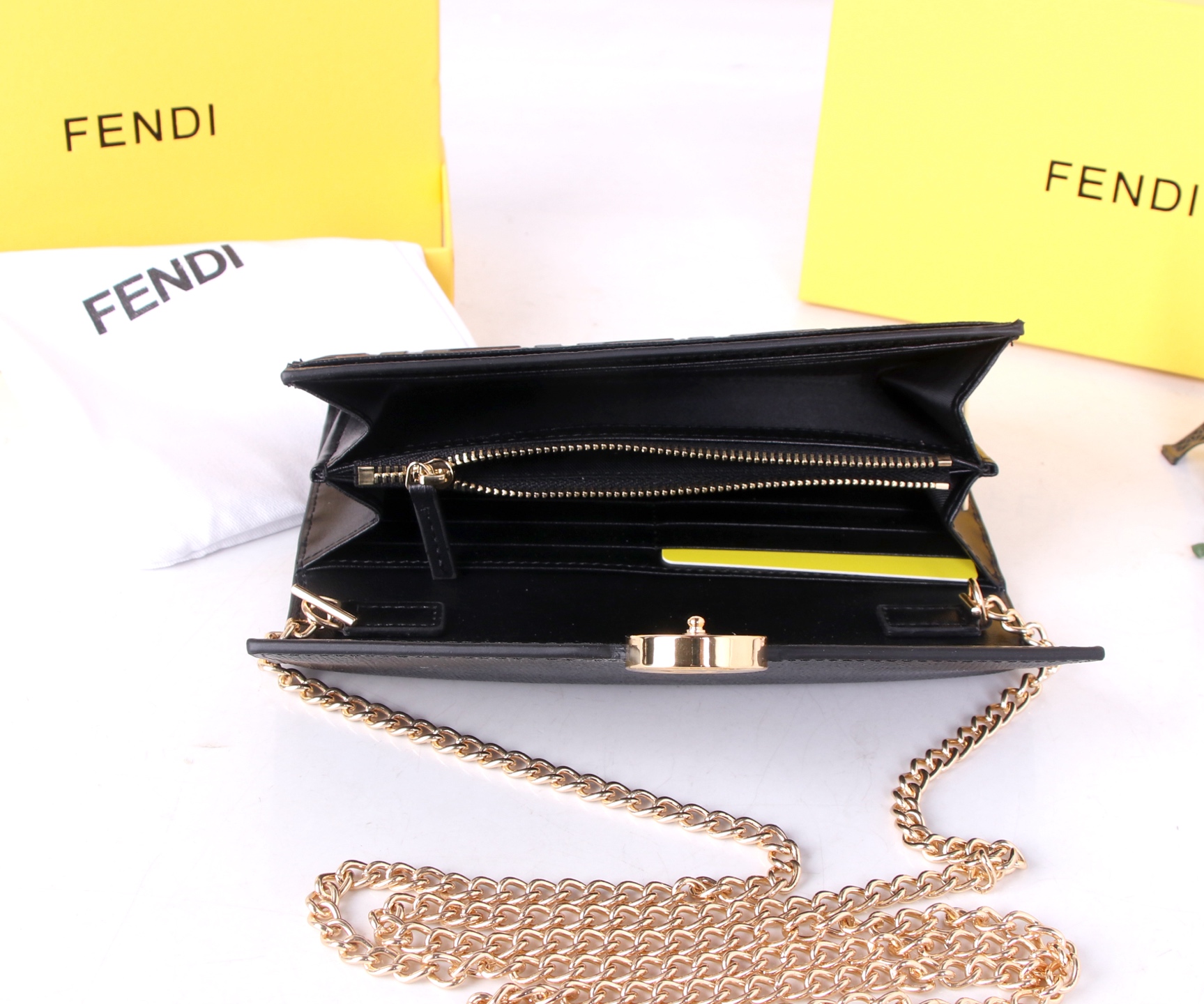 Fendi Black/Brown Leather Wallet with Synchronised Counter – P198 Details - 图片 9