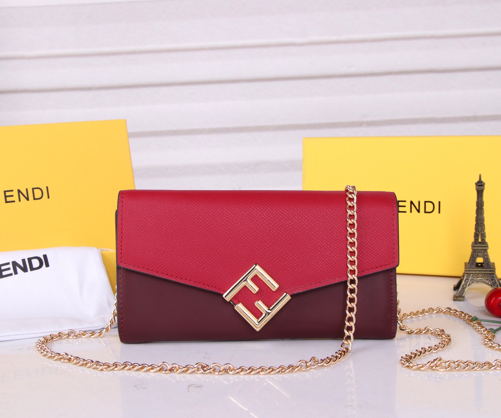 Fendi Leather Wallet with Gold Detailing and Multiple Colors – P198