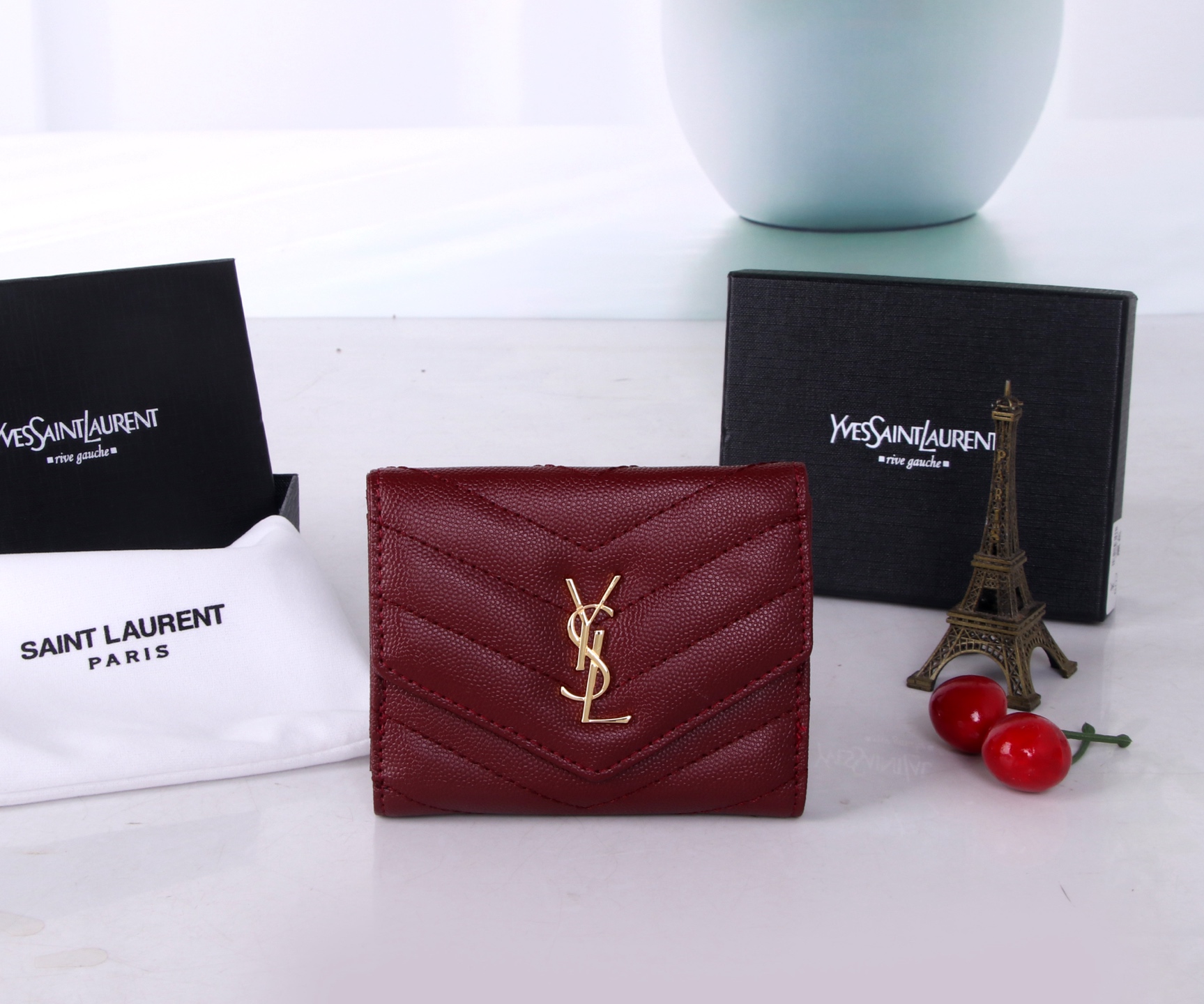 St. Roland Black/Red Wallet: 2021 YSL Counter Trend, Cow Skin, Multipurpose Design