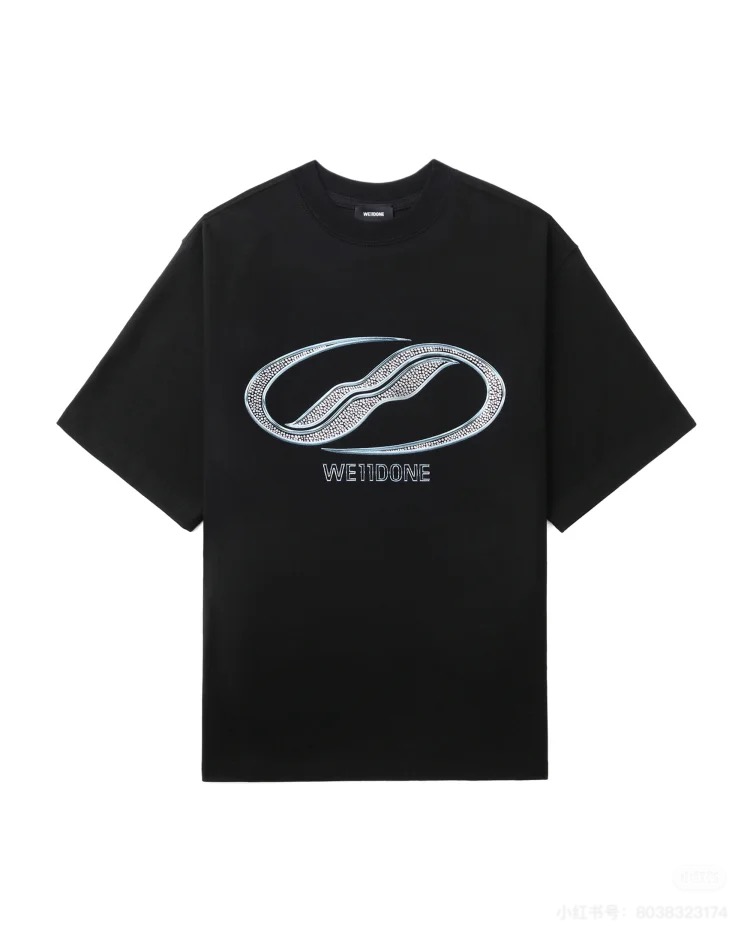 We11done Men's Black Cotton T-Shirt with Rhinestone Logo,Casual Style 1 i1747065230621 6035 0 5