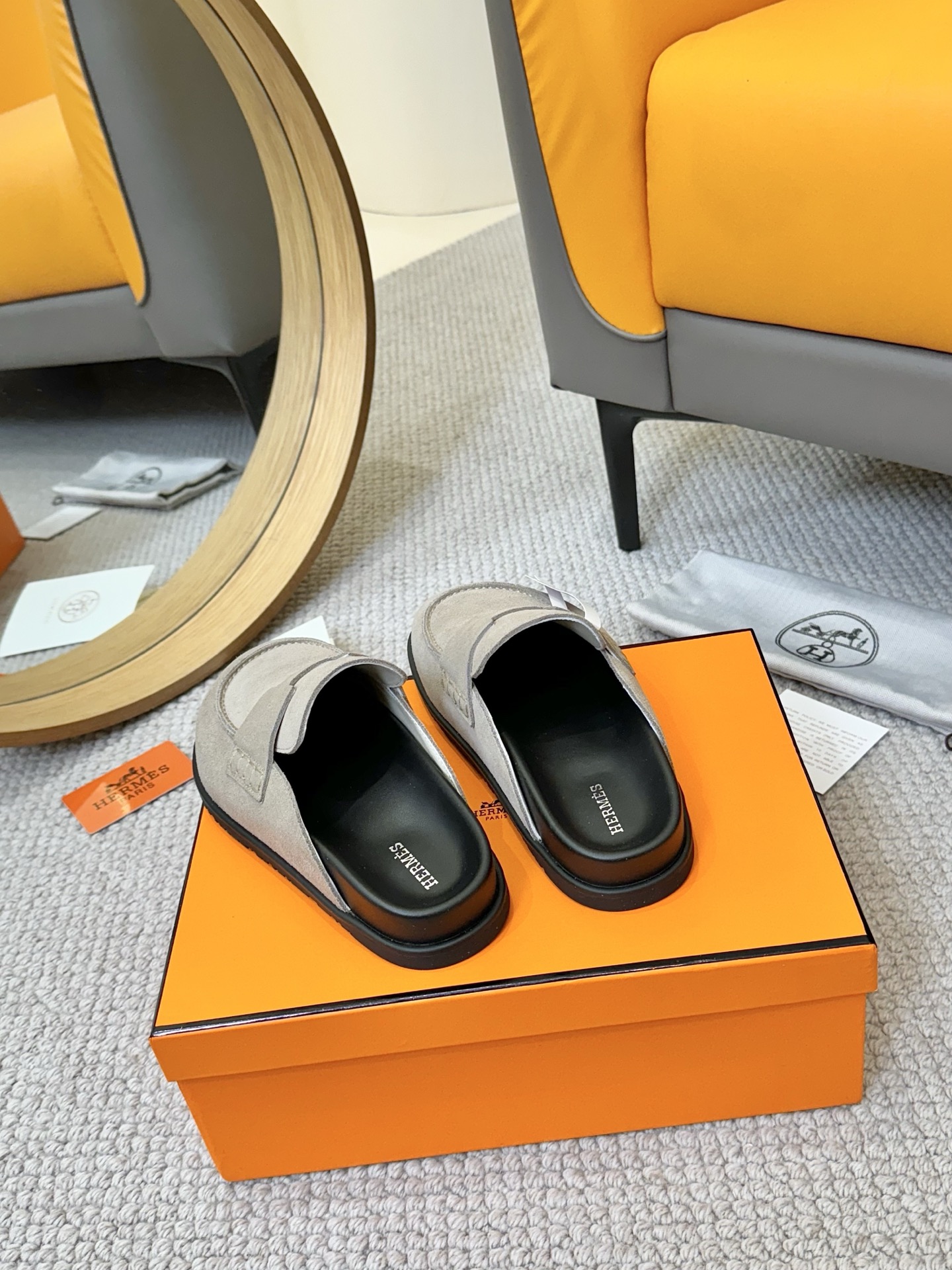 Hermes Mules Slides Loafers Suede Leather Slip On Slippers Comfortable Summer Shoes 6 i1743254802717 7736 0 4
