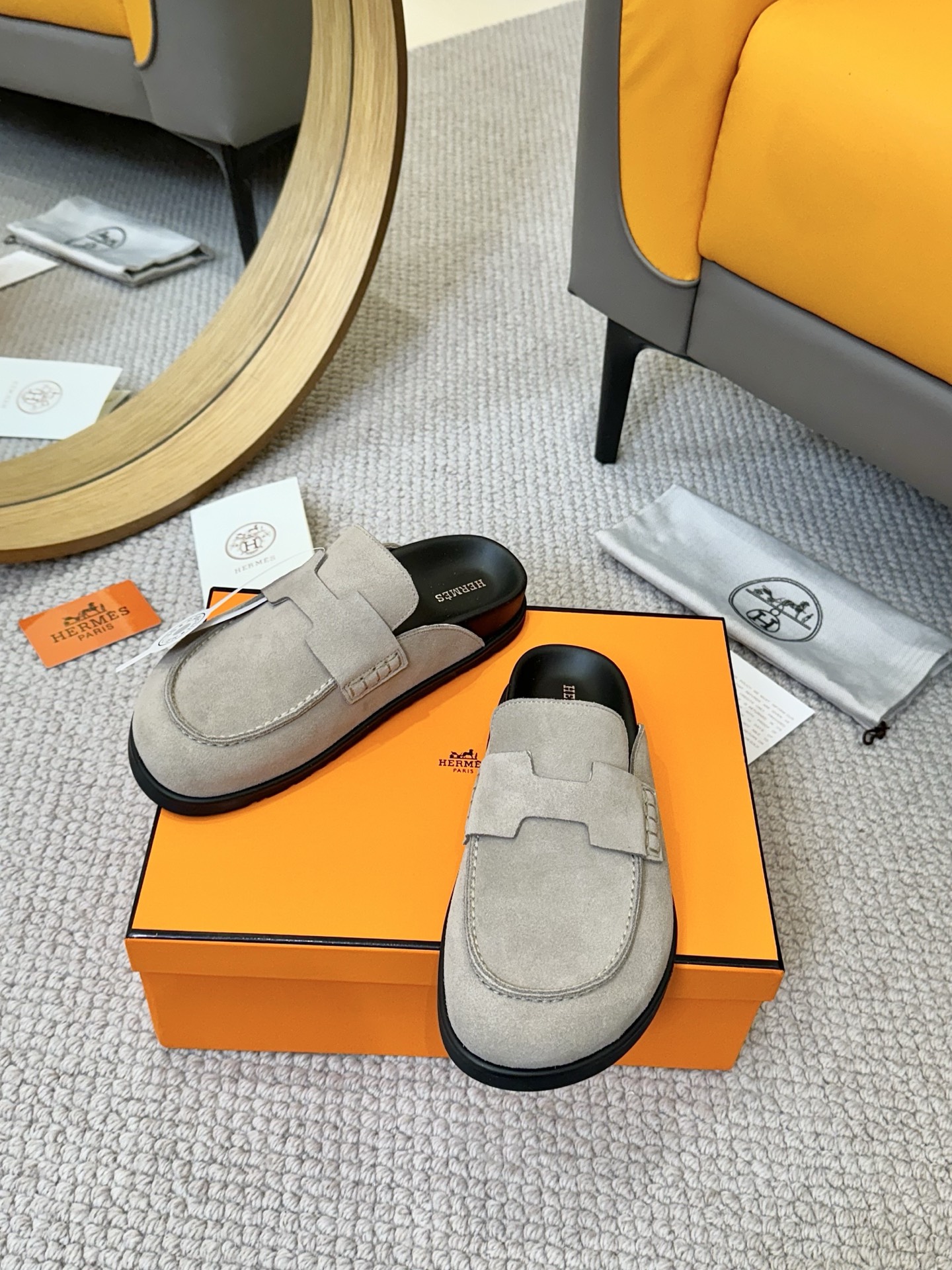 Hermes Mules Slides Loafers Suede Leather Slip On Slippers Comfortable Summer Shoes 2 i1743254802817 1411 0 0