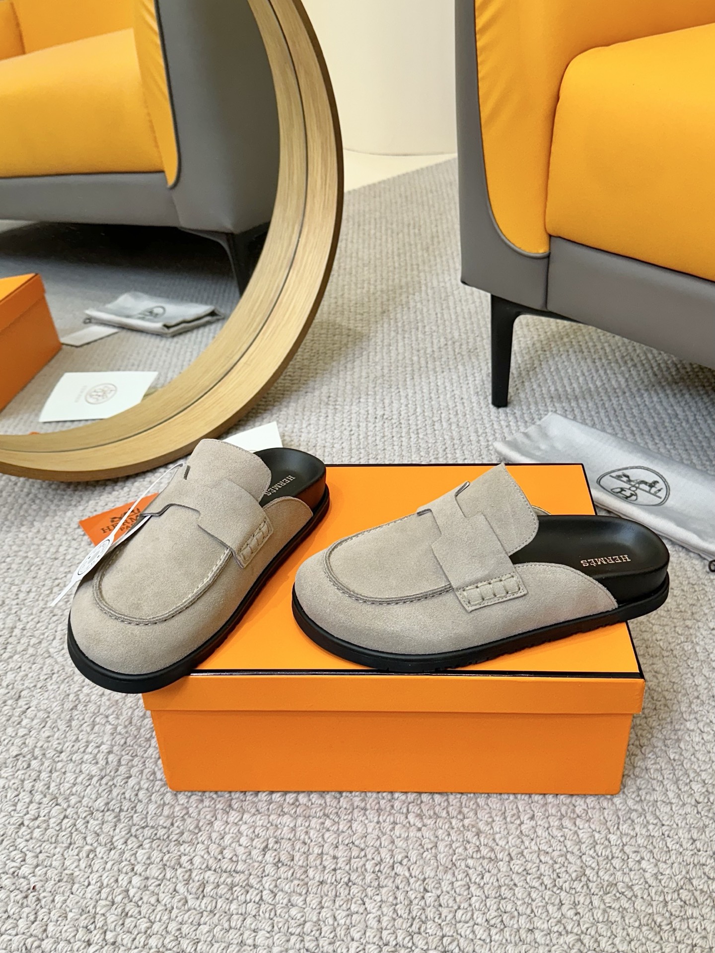 Hermes Mules Slides Loafers Suede Leather Slip On Slippers Comfortable Summer Shoes 4 i1743254802880 928 0 2