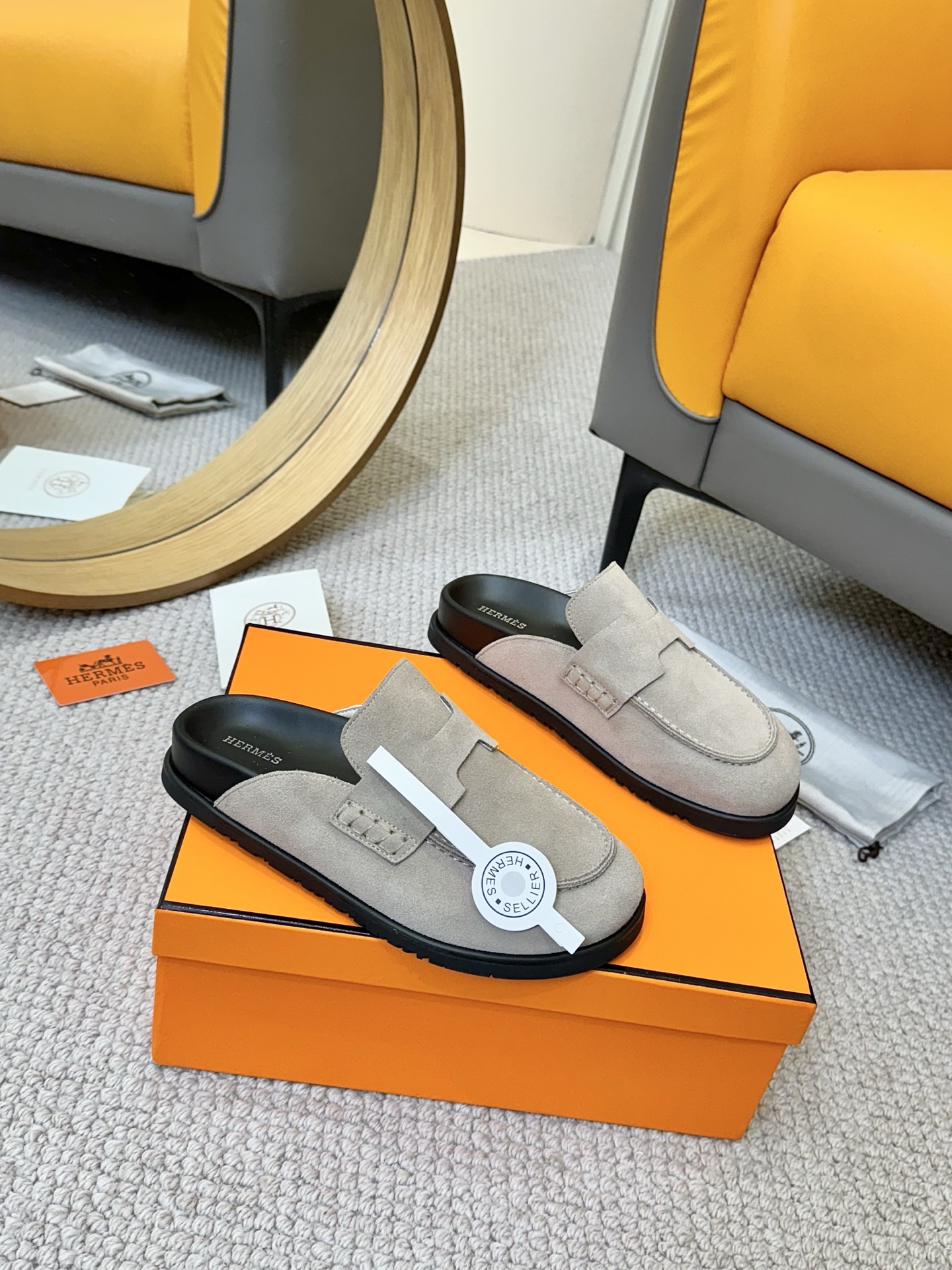 Hermes Mules Slides Loafers Suede Leather Slip On Slippers Comfortable Summer Shoes 5 i1743254803711 9991 0 3