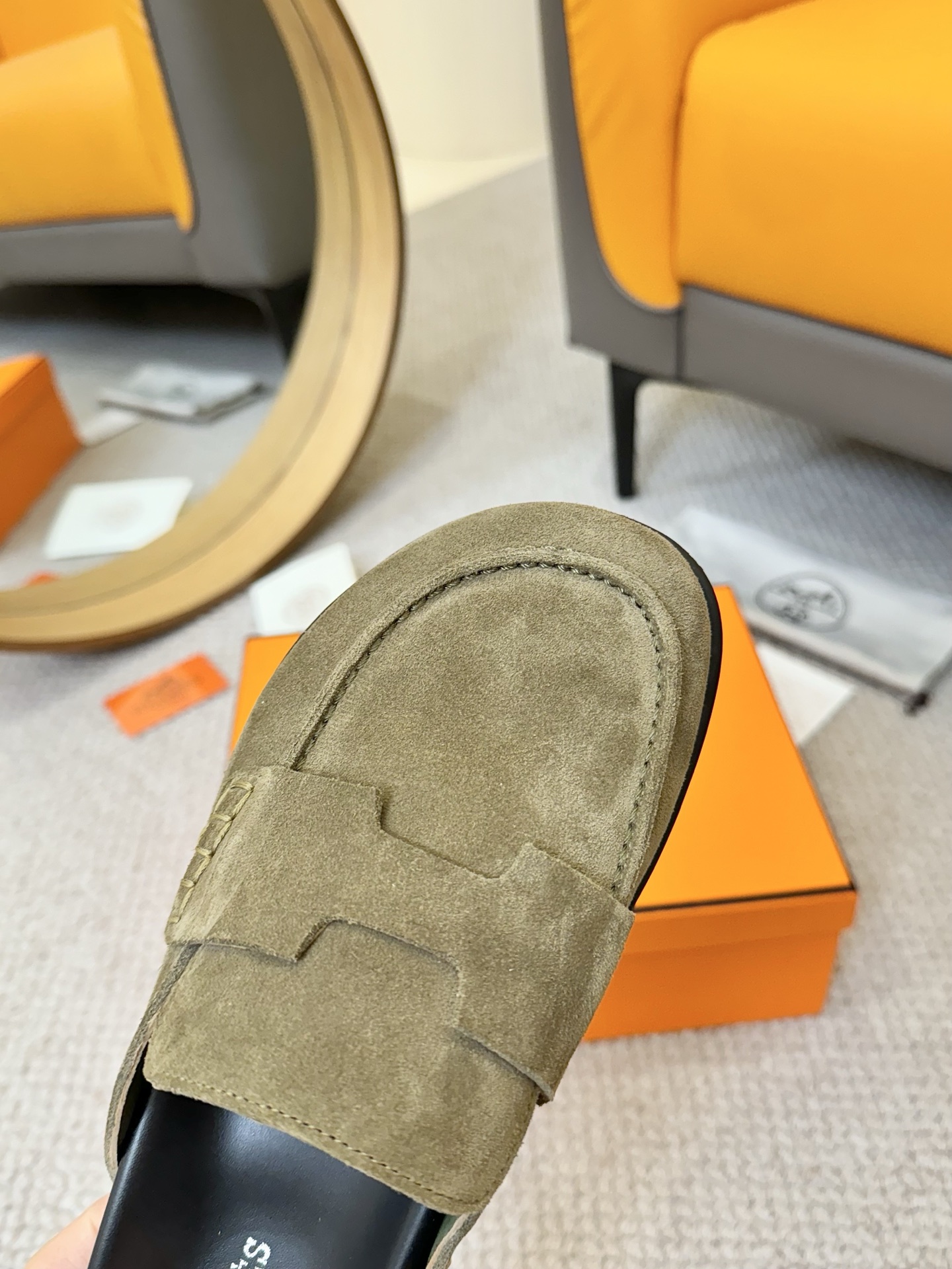 Hermès Mules Suede Leather,Slip-On Sandals Comfortable Summer Slides for Women 9 i1743254873576 7896 0 7