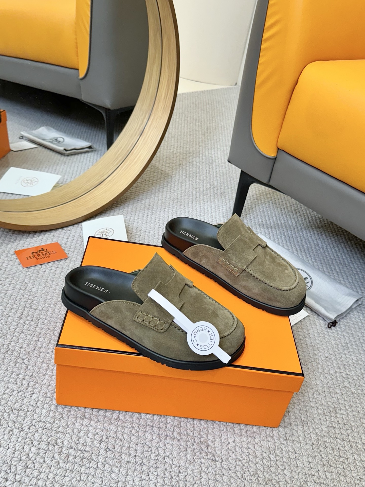 Hermès Mules Suede Leather,Slip-On Sandals Comfortable Summer Slides for Women 5 i1743254874314 1499 0 3