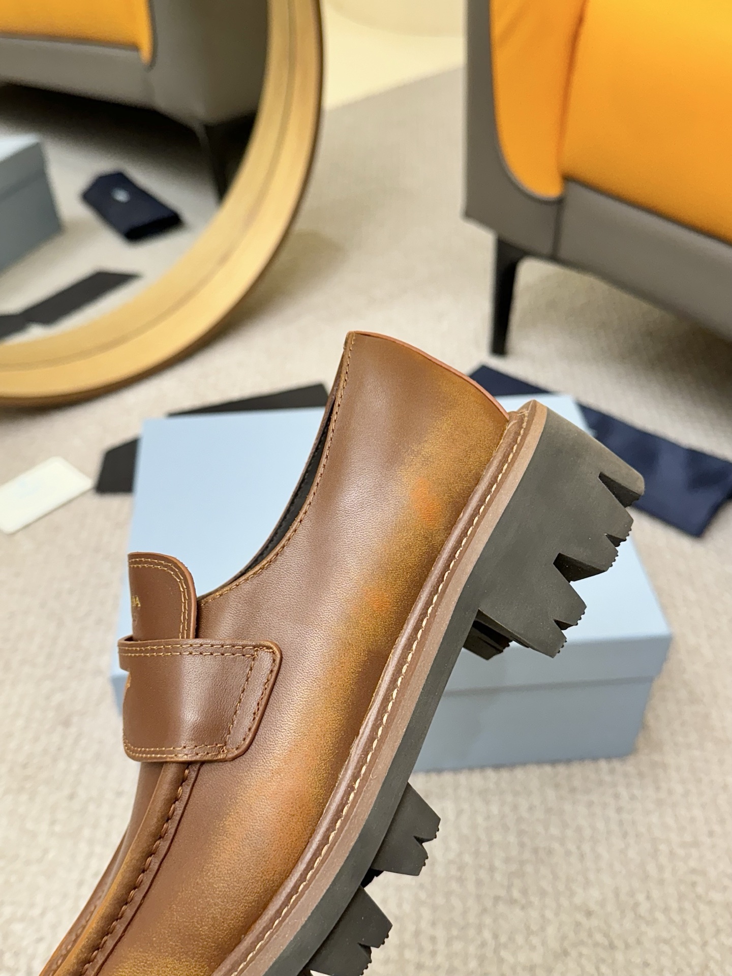 Prada Leather Loafer with Lug Sole - Retro Style & Lasting Comfort 8 i1743843528001 6820 0 6