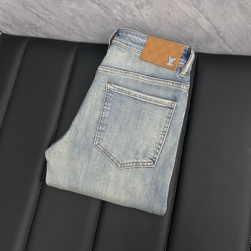 Louis Vuitton Men's Slim-Fit Jeans in Washed Denim - Modern Style 1 Louis Vuitton Men's Slim-Fit Jeans in Washed Denim - Modern Style