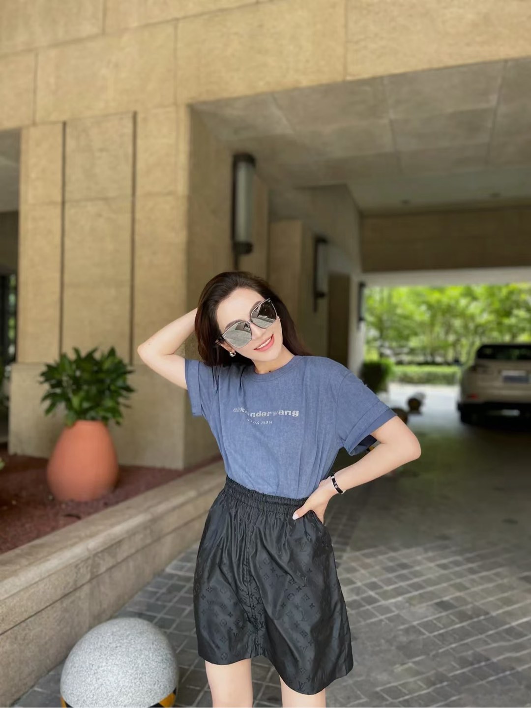 NO:161085,【Upper body picture】1v full-print beach shorts (black), shorts, alexander wang19860909【上身图】1v 满印沙滩短裤（黑色）,,shorts,alexander wang,Men's clothing