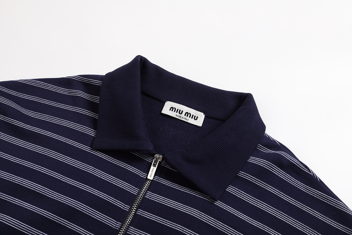 Miu Miu Striped Zip-Up Polo Shirt, Long Sleeve, Relaxed Fit - Sizes S-XL 4 i1755512088386 8107 0 0