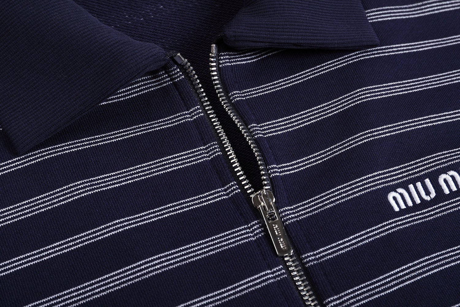Miu Miu Striped Zip-Up Polo Shirt, Long Sleeve, Relaxed Fit - Sizes S-XL 6 i1755513618359 7510 0 4