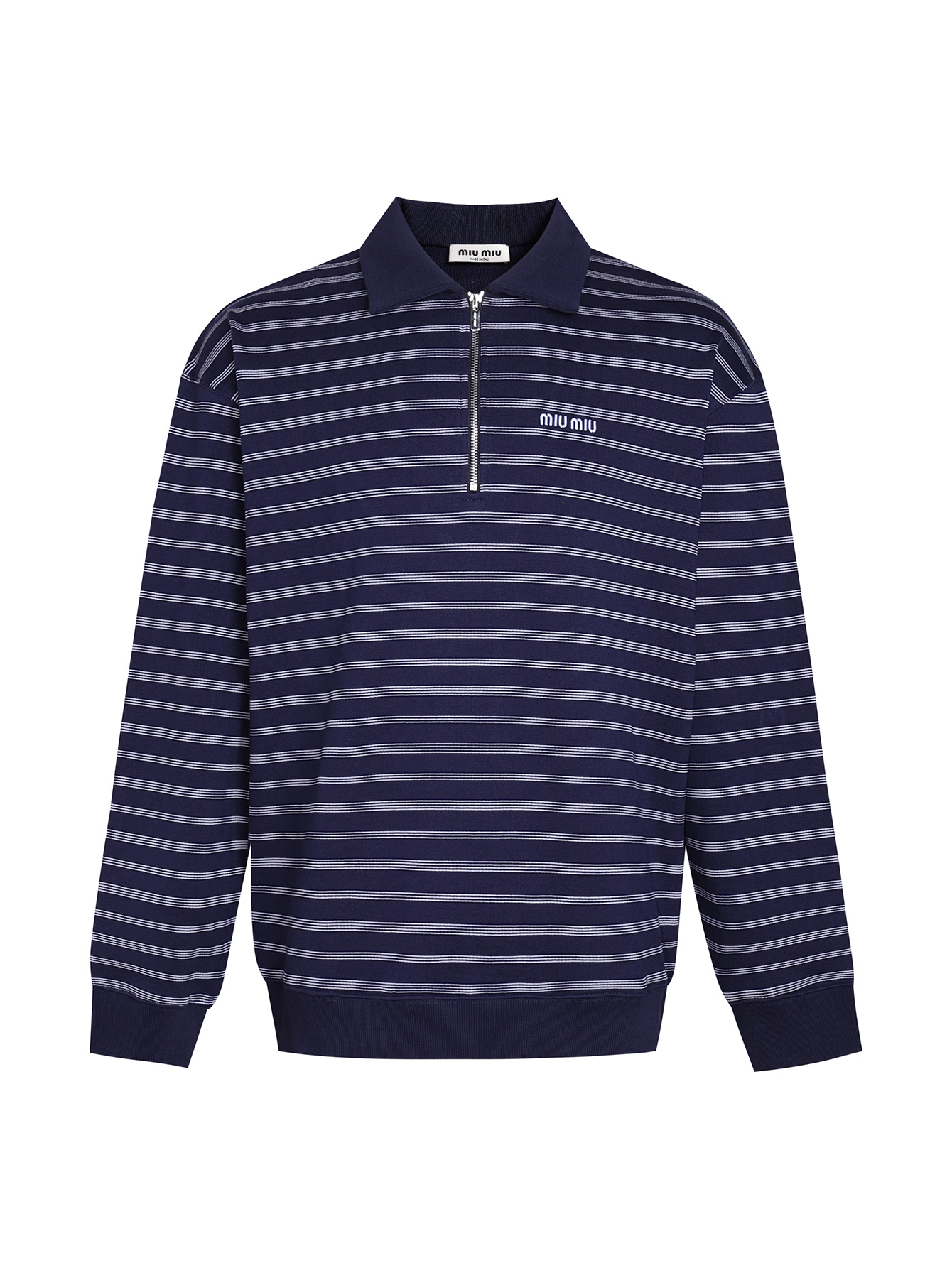 Miu Miu Striped Zip-Up Polo Shirt, Long Sleeve, Relaxed Fit - Sizes S-XL 2 i1755513619447 4721 0 0