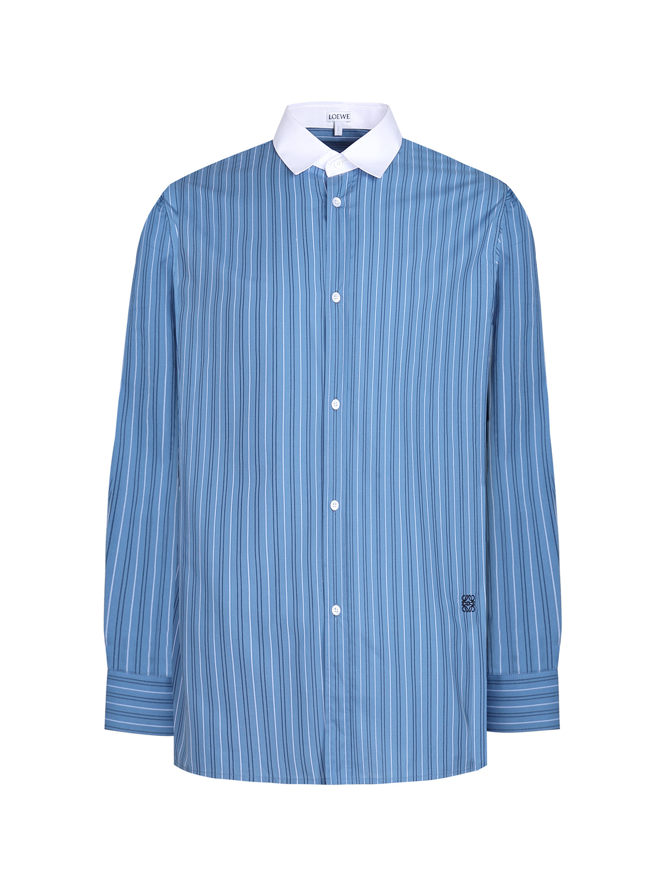 NO:522821,.LOEWE Striped color-blocked striped single-row pointed collar long-sleeved shirt ● Authentic 3999 purchase ● Customized 100 full-cotton striped fabric ● Positioning cut bed ● Imported embroidery ● Customized 11 shell buttons ● Customized 11 trademark ● Loose style ● Size 37 38 39 40,,loewe,shirts,alexander wang19860909.LOEWE 条纹拼色条纹单排尖领长袖衬衫 ●正品3999购入 ●定制100支全棉条纹布 ●定位裁床 ●进口刺绣 ●定制11贝壳纽扣 ●定制11商标 ●宽松版型 ●尺码37 38 39 40,,loewe,shirts,alexander wang,Men's clothing