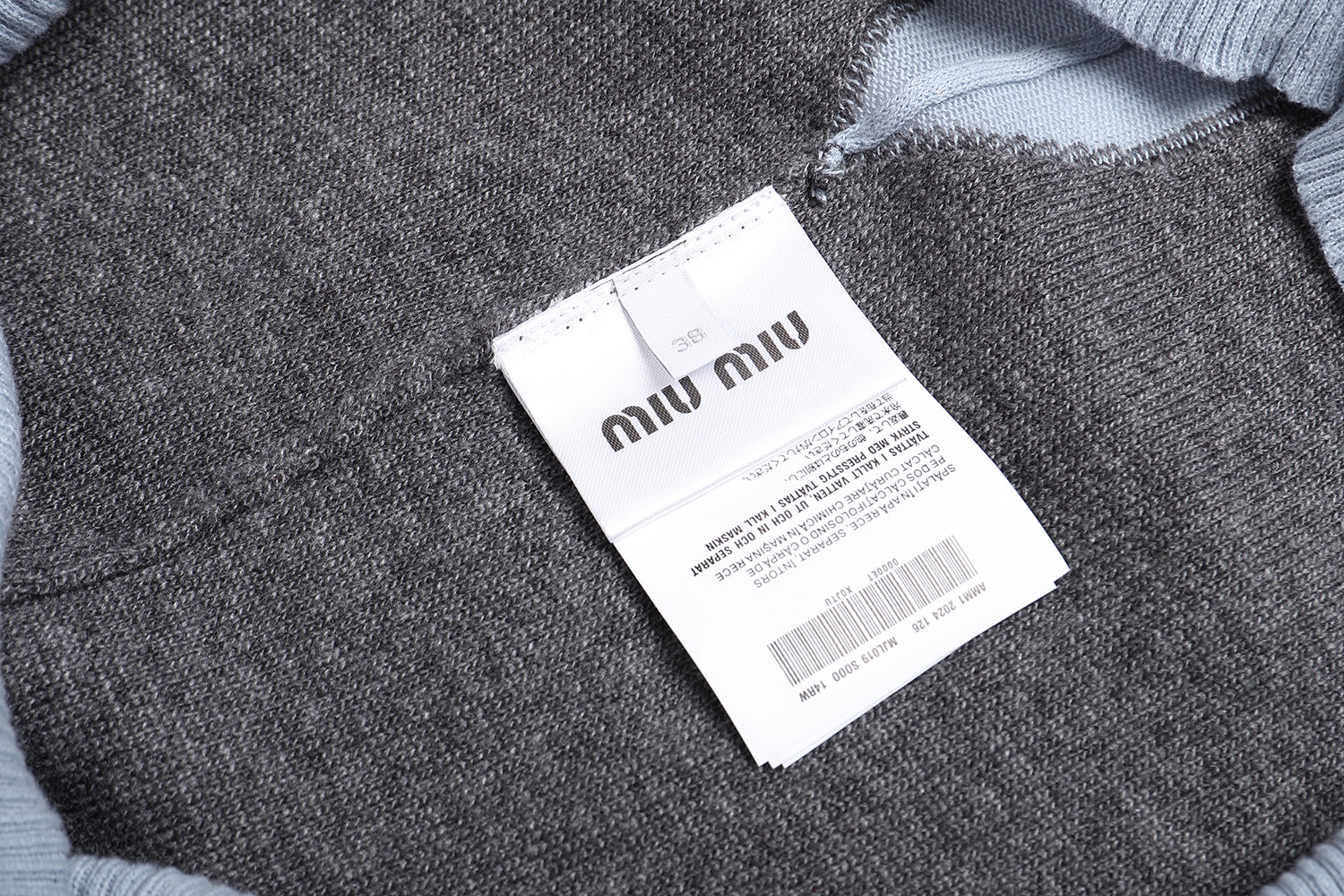 Miu Miu Wool-Blend Polo Shirt, Gray Knit V-Neck with Light Blue Collar 10 i1756041812121 1252 0 8