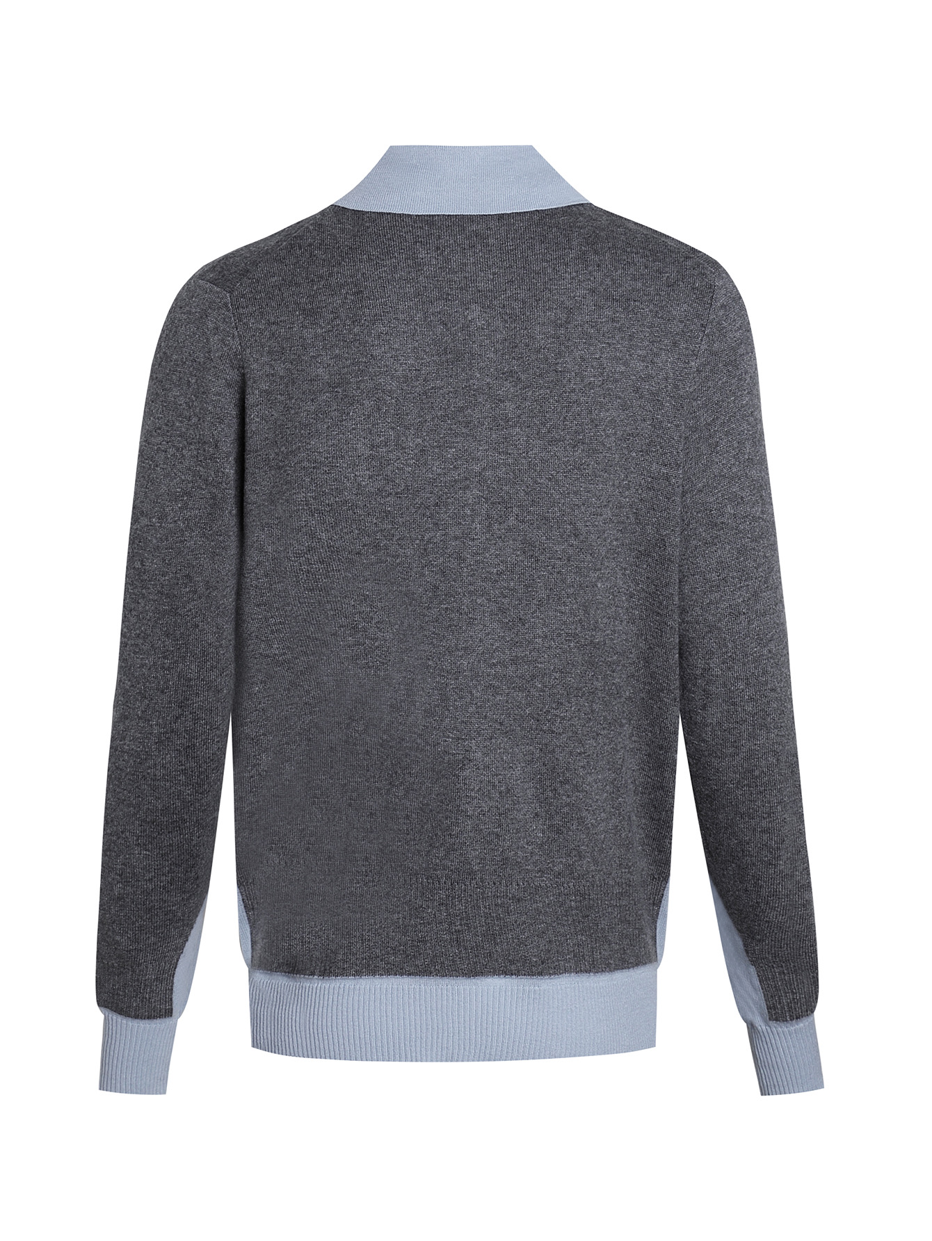 Miu Miu Wool-Blend Polo Shirt, Gray Knit V-Neck with Light Blue Collar 3 i1756041814439 3013 0 1