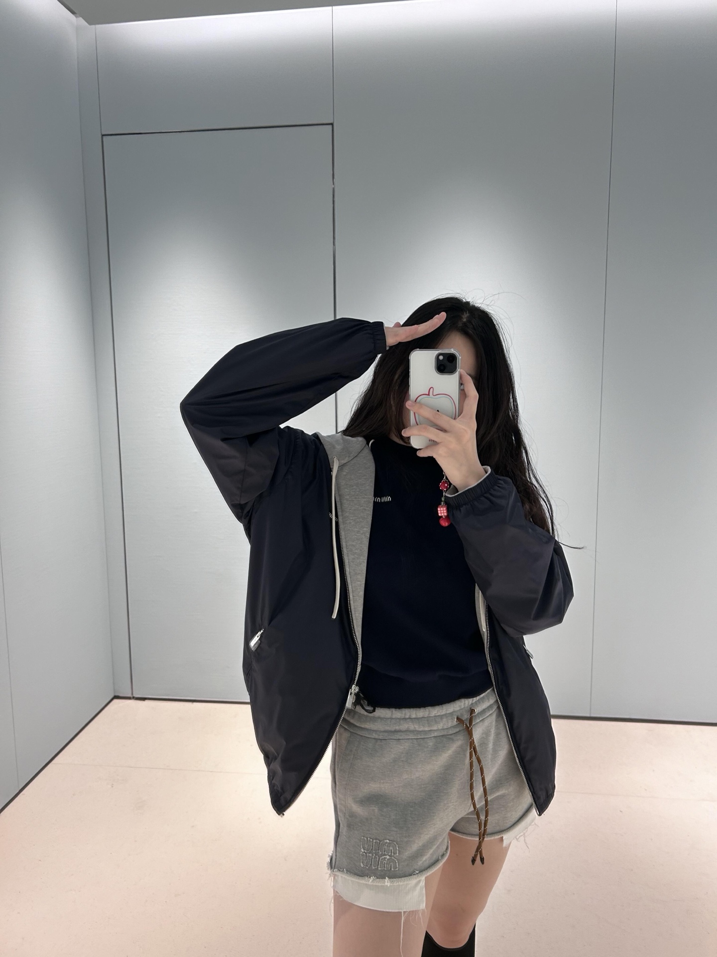 。MIU MIU25SS平纹针织连帽双面夹克外套●正品25400购入开发●新铂尔320克精梳棉针织面料●