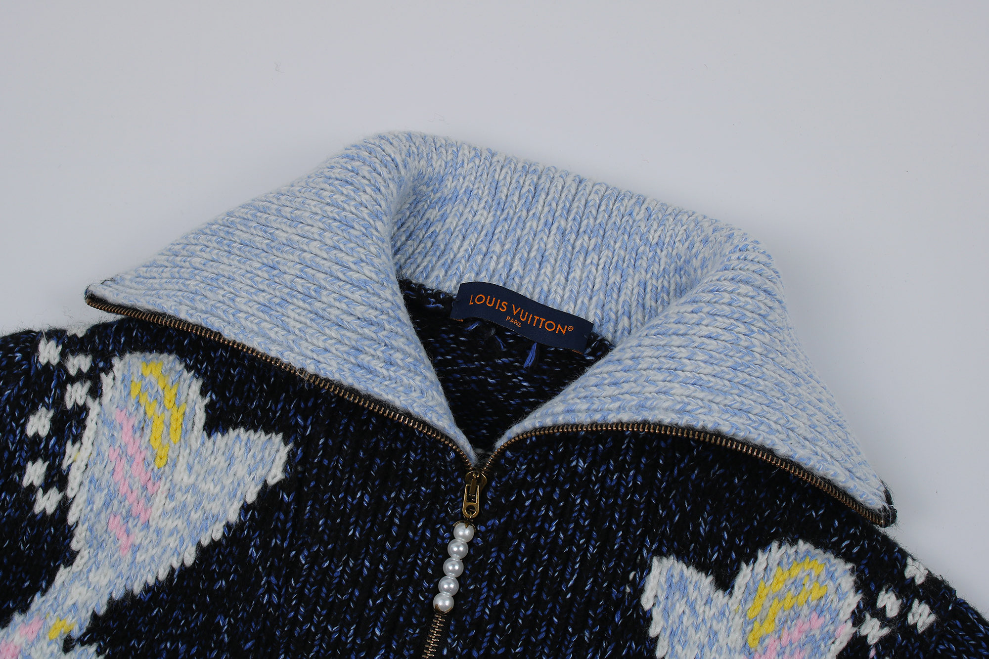 Louis Vuitton Men's Zip-Up Knitted Mohair Blend Sweater Jacket 4 i1760101415159 4314 0 6