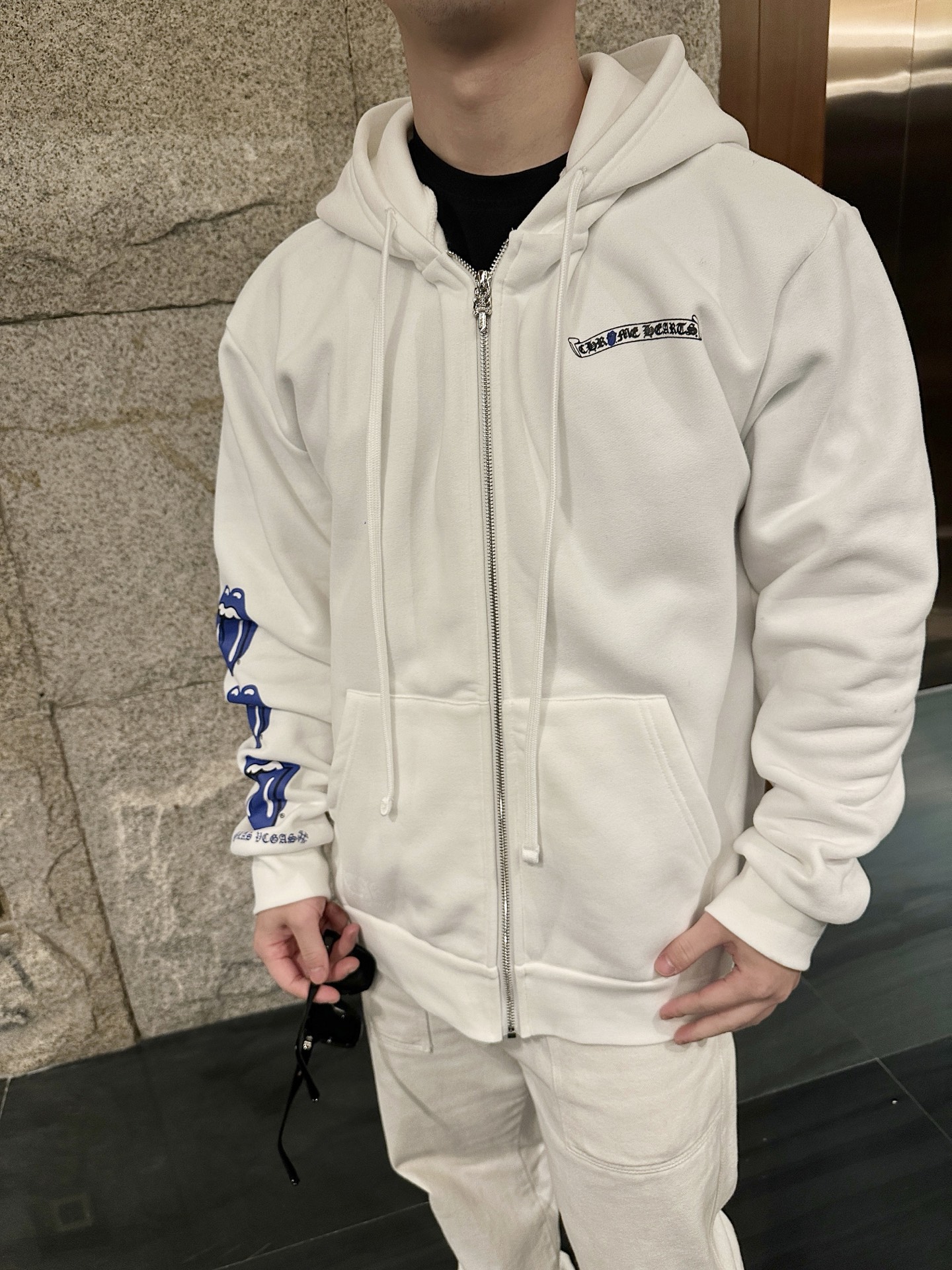 。Chrome Hearts连帽胶浆印花卫衣外套●380克全棉抓毛卫衣料●420克1*1配套高品潮牌罗纹