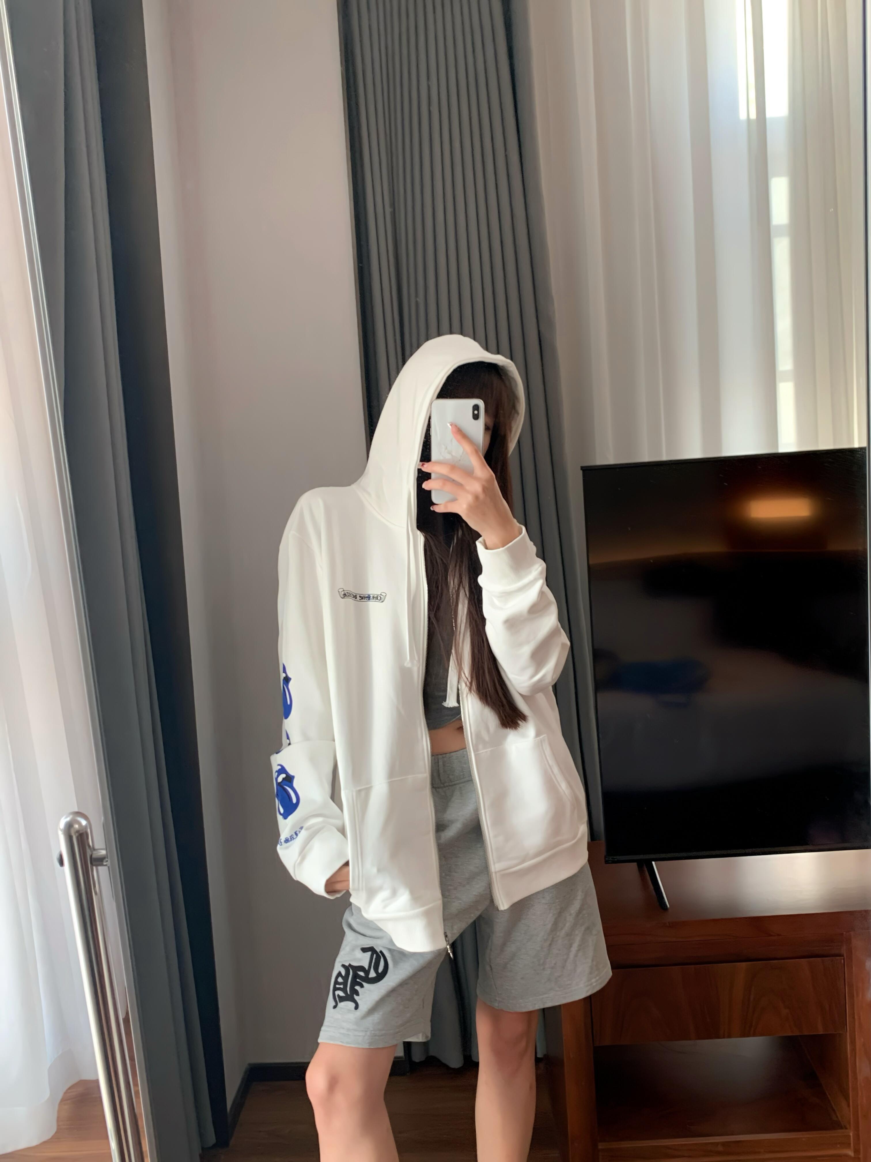 。Chrome Hearts连帽胶浆印花卫衣外套●380克全棉抓毛卫衣料●420克1*1配套高品潮牌罗纹