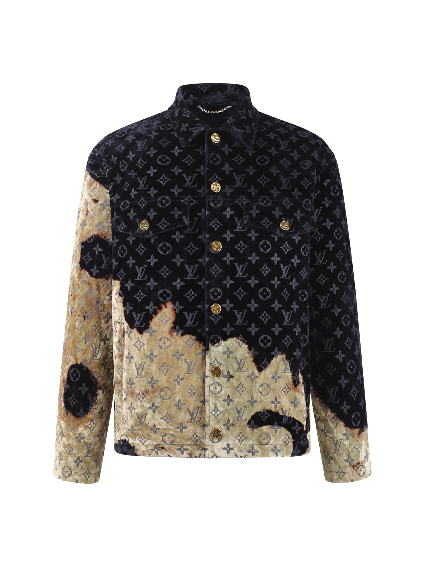 P510 LOUIS VUITTON Chaqueta vaquera informal con solapa con estampado de nube de fuego ●Producto auténtico adquirido y …
