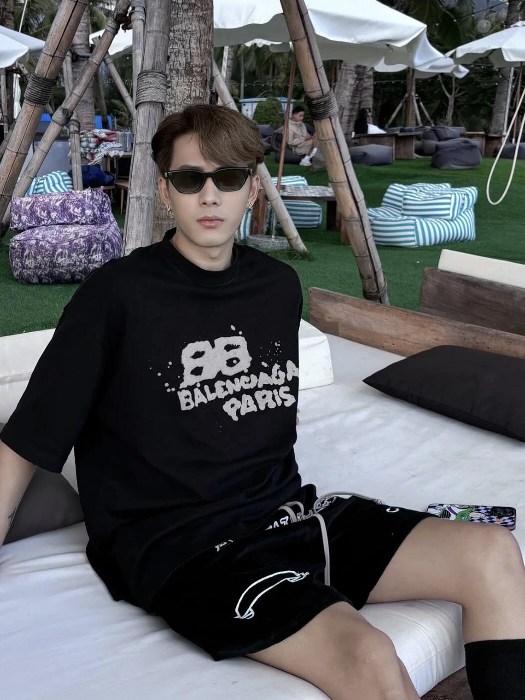 。BALENCIAGA 经典圆领数码印花直喷短袖T恤●正品3599购入开发●230克100%活性黑极品棉