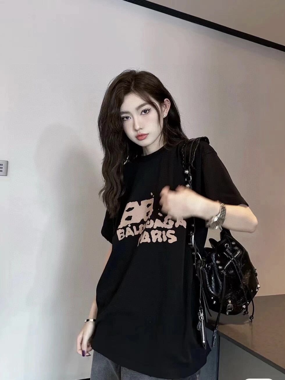 。BALENCIAGA 经典圆领数码印花直喷短袖T恤●正品3599购入开发●230克100%活性黑极品棉