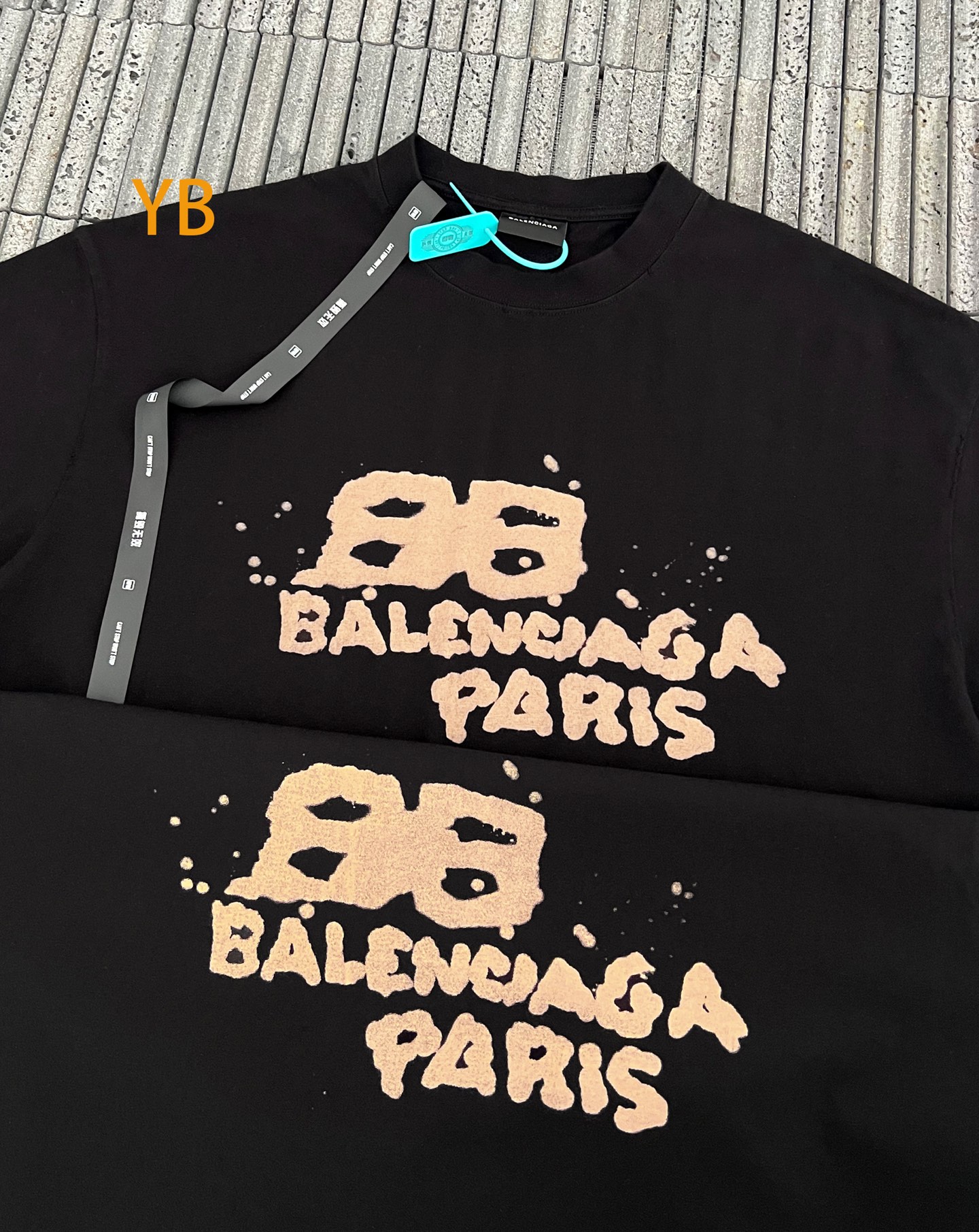 。BALENCIAGA 经典圆领数码印花直喷短袖T恤●正品3599购入开发●230克100%活性黑极品棉