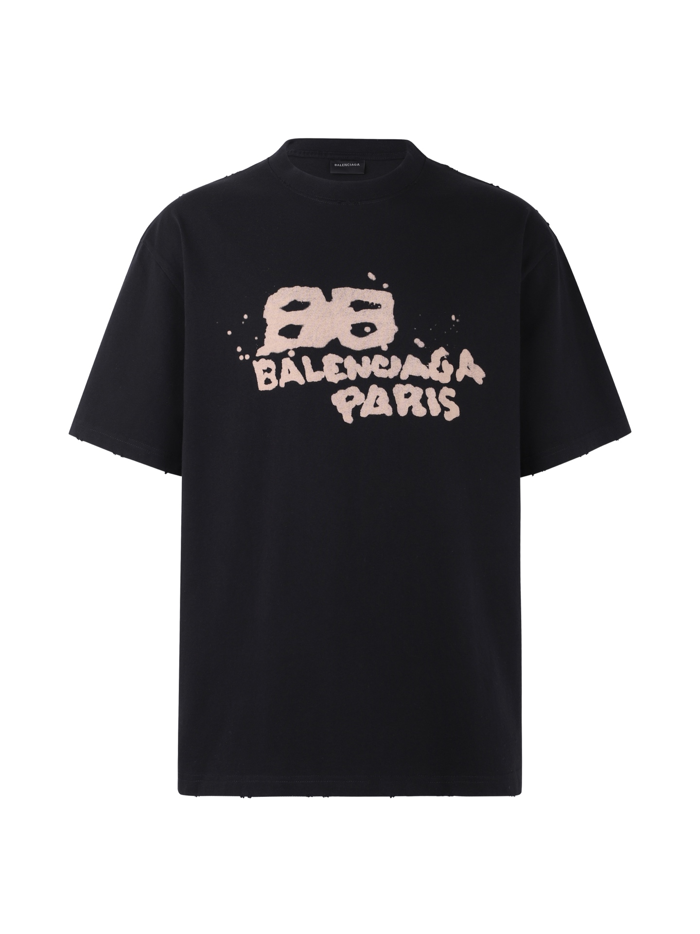 。BALENCIAGA 经典圆领数码印花直喷短袖T恤●正品3599购入开发●230克100%活性黑极品棉