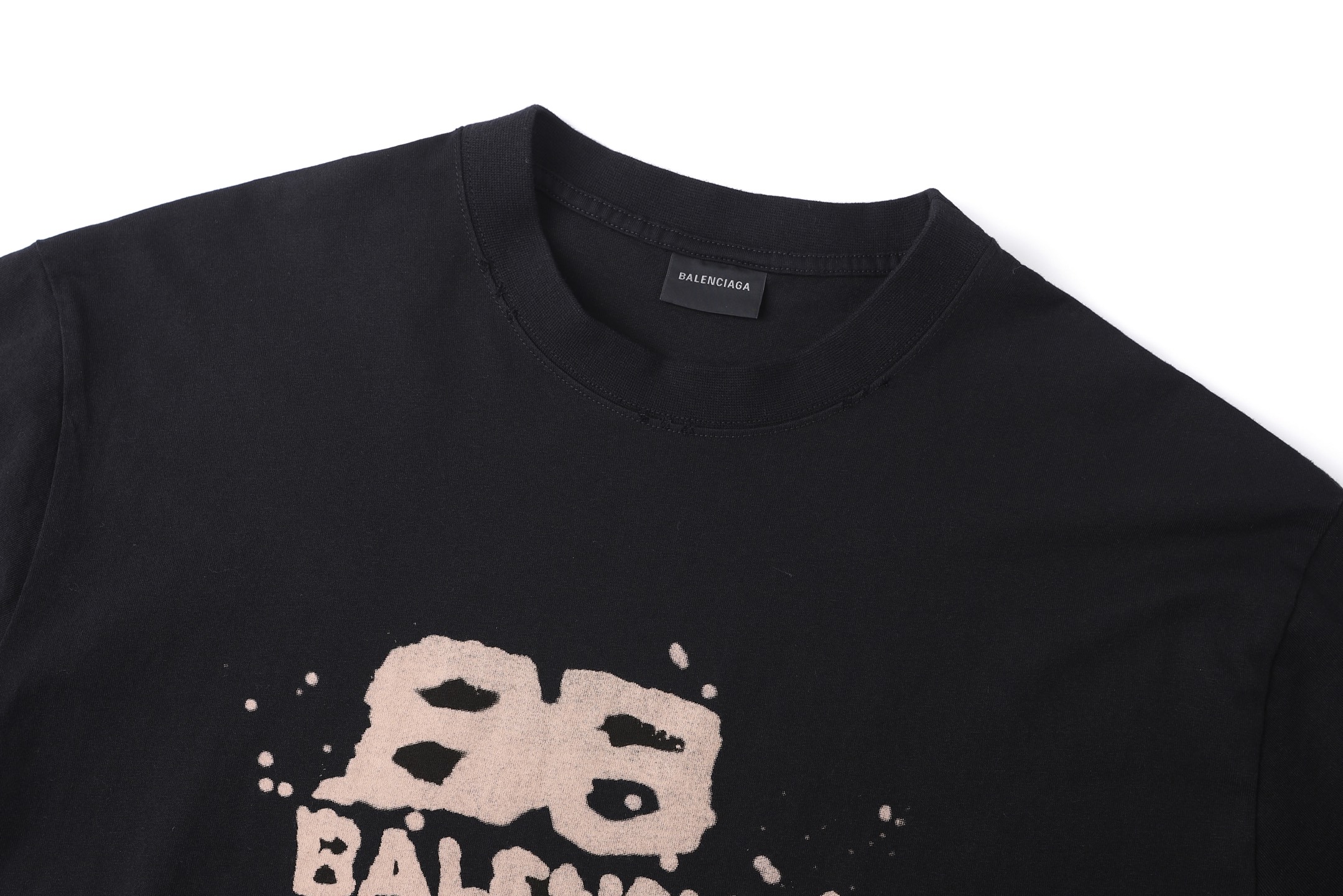 。BALENCIAGA 经典圆领数码印花直喷短袖T恤●正品3599购入开发●230克100%活性黑极品棉