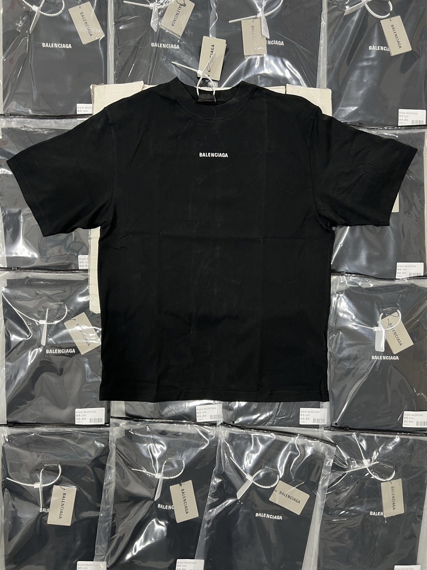 。BALENCIAGA 26SS字母刺绣圆领套头中号版型T恤●正品5600购入开发●32支巴黎棉双纱10