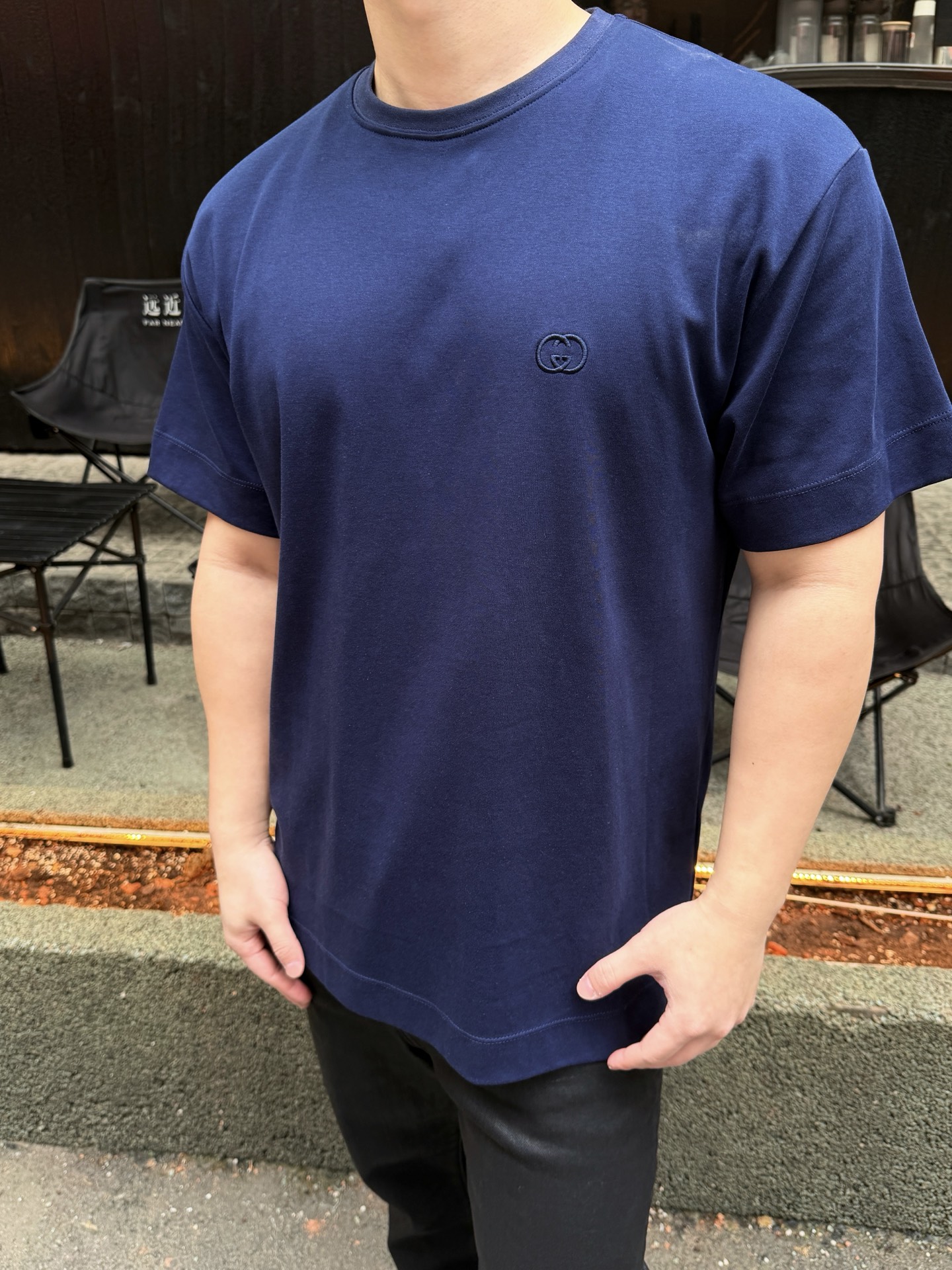 。GUCCI 26SS圆领双G互扣刺绣针织棉T恤●正品5300购入●40支双面面料230克●32支1*1