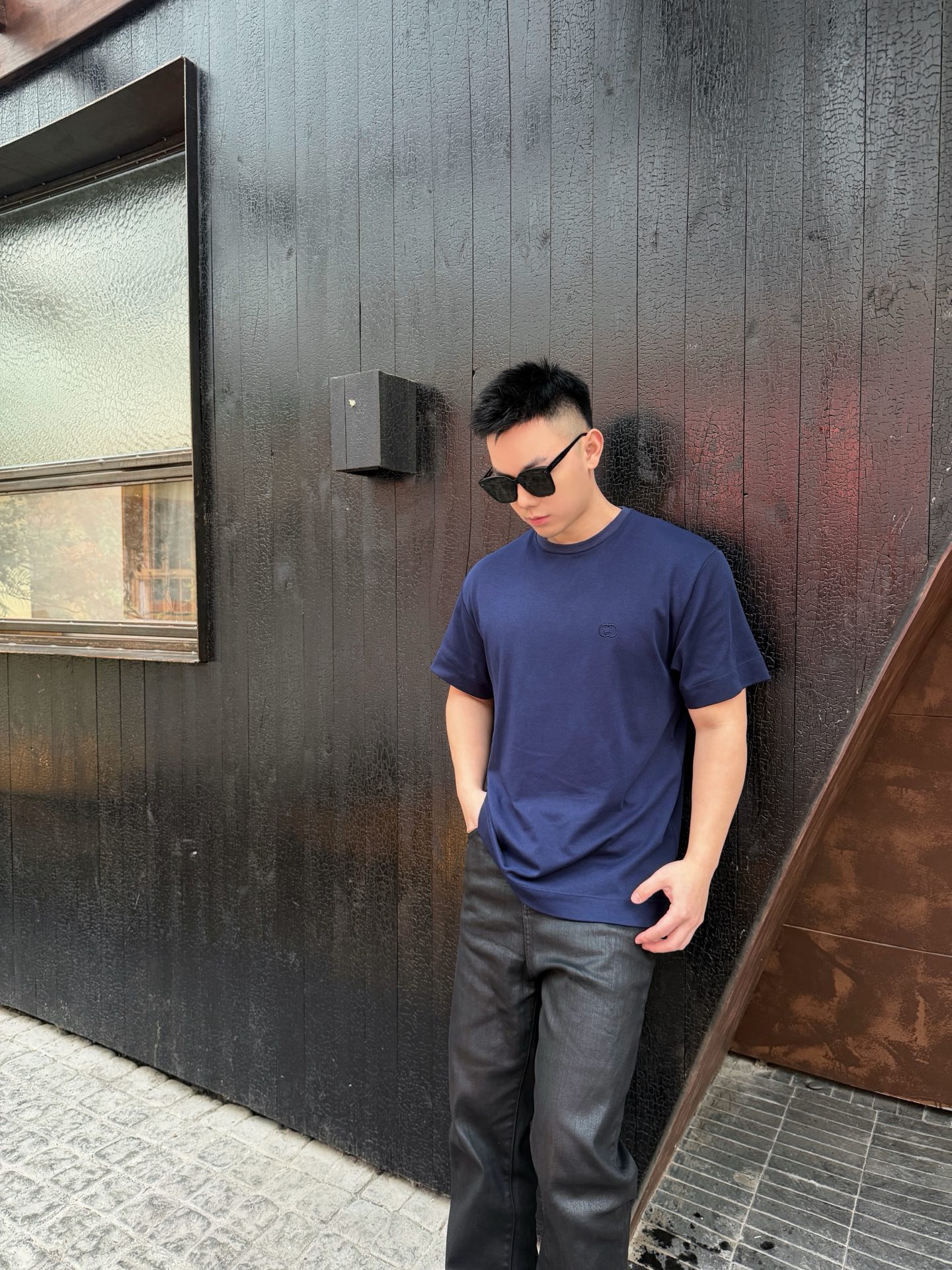 。GUCCI 26SS圆领双G互扣刺绣针织棉T恤●正品5300购入●40支双面面料230克●32支1*1