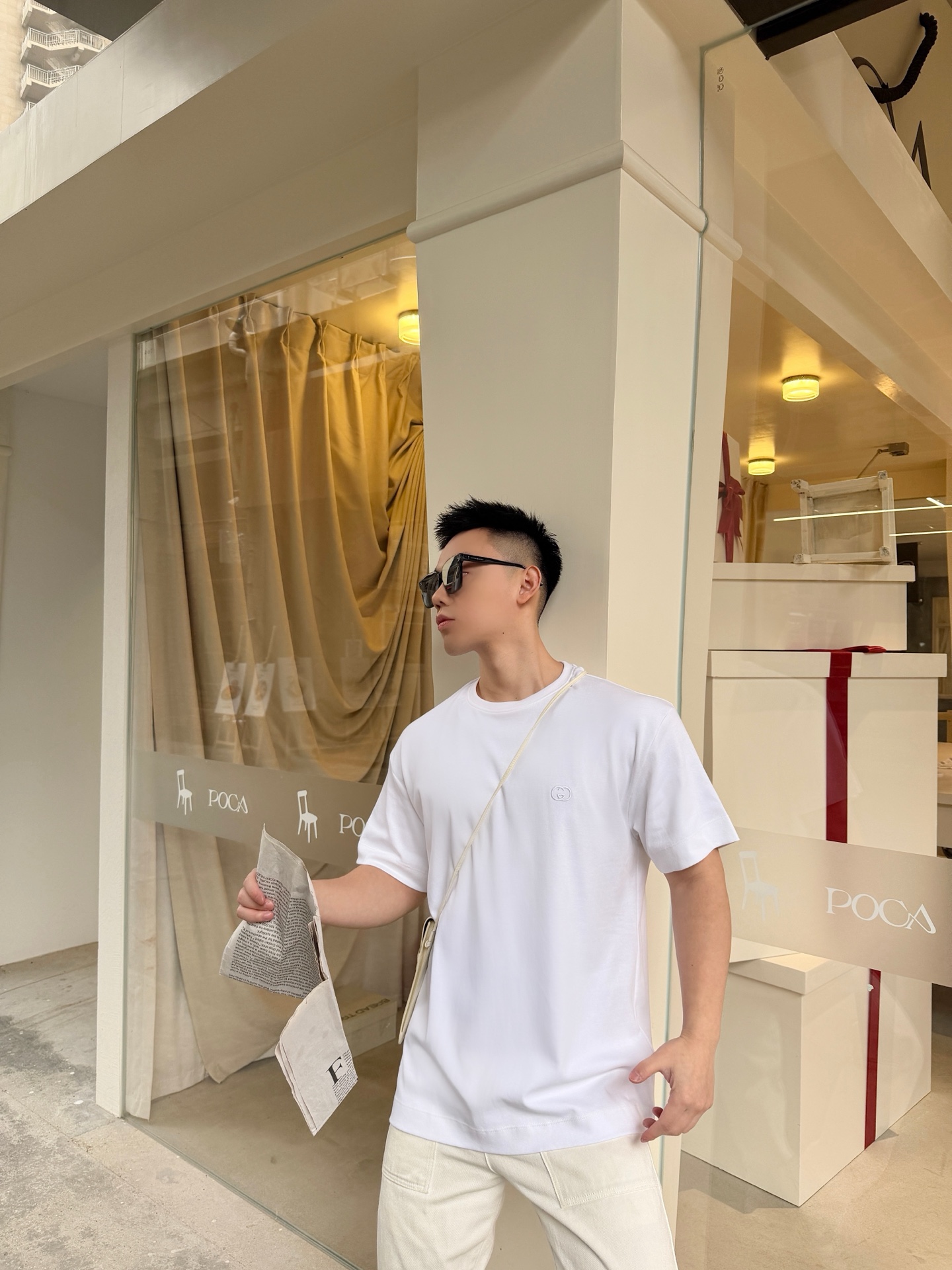 。GUCCI 26SS圆领双G互扣刺绣针织棉T恤●正品5300购入●40支双面面料230克●32支1*1