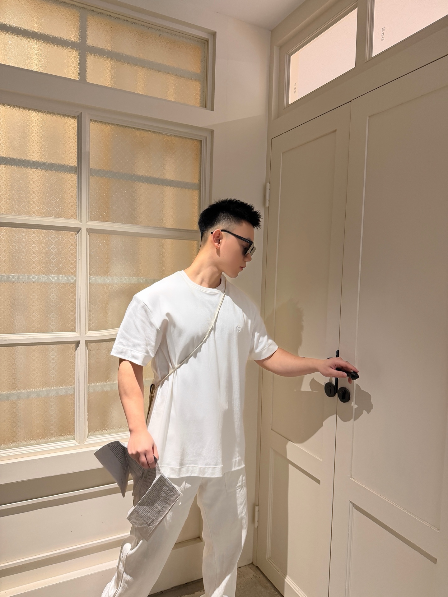 。GUCCI 26SS圆领双G互扣刺绣针织棉T恤●正品5300购入●40支双面面料230克●32支1*1