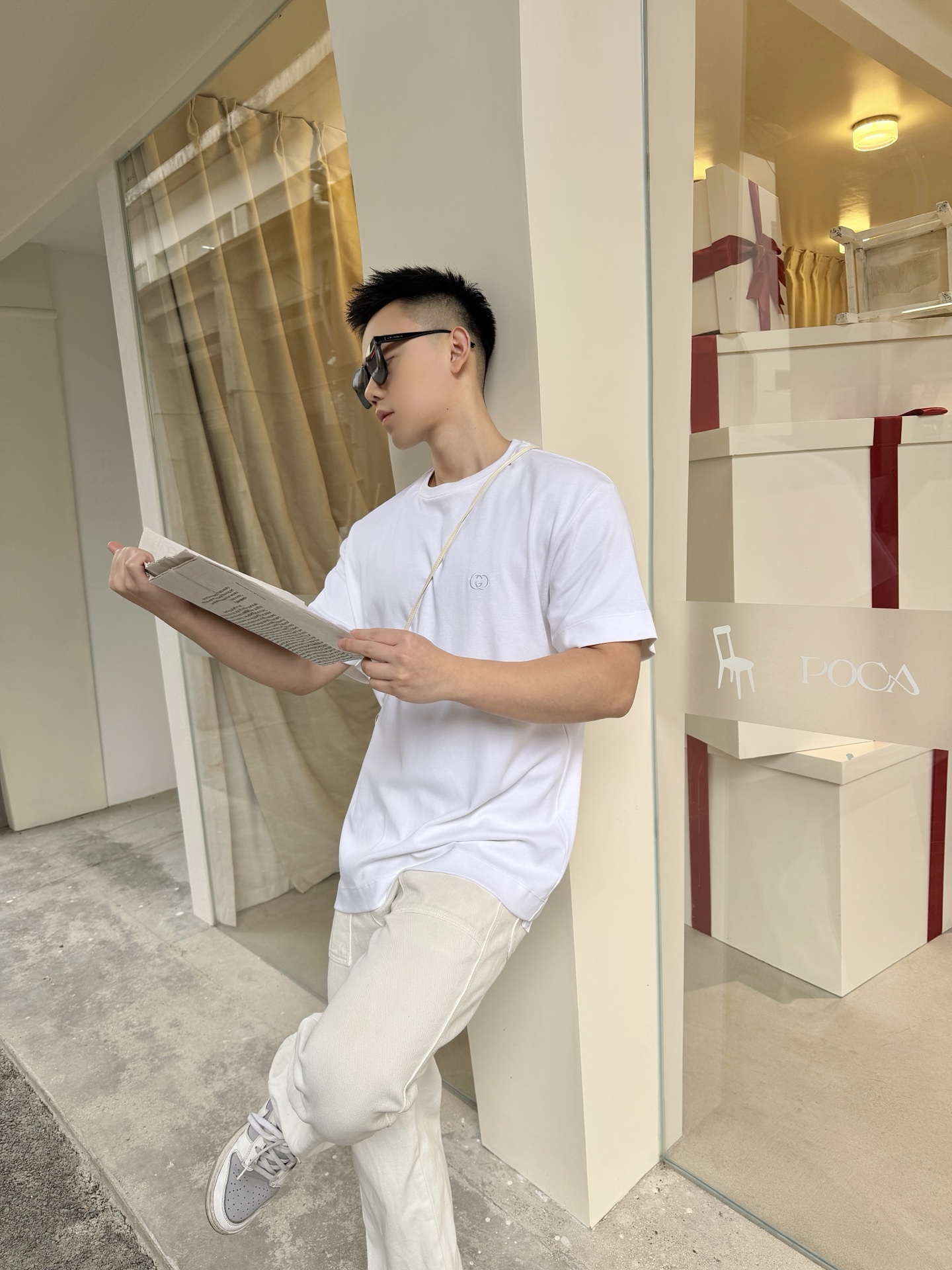 。GUCCI 26SS圆领双G互扣刺绣针织棉T恤●正品5300购入●40支双面面料230克●32支1*1