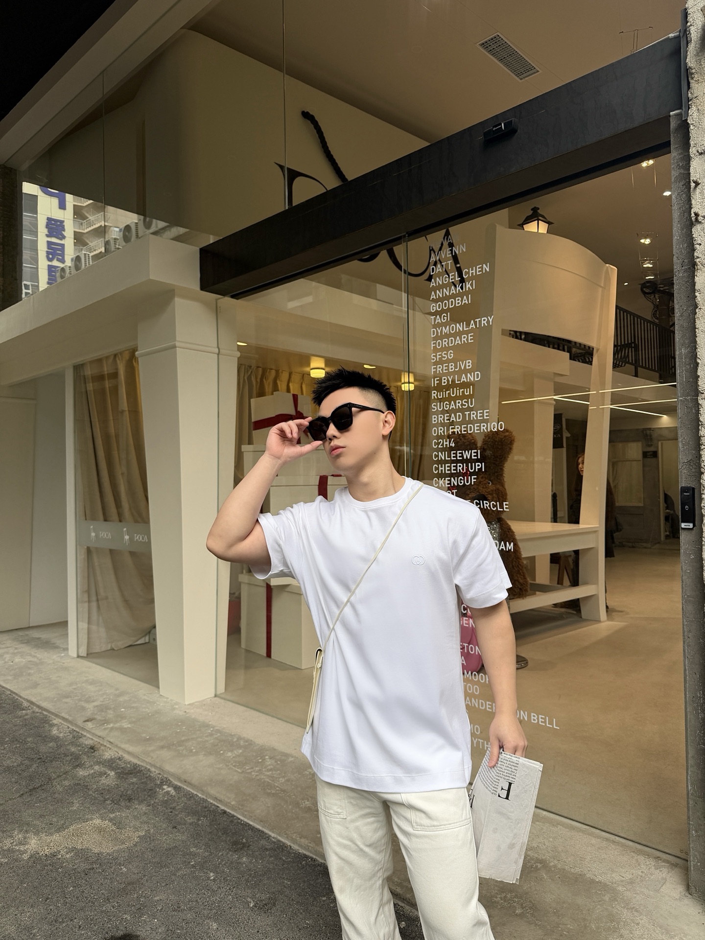 。GUCCI 26SS圆领双G互扣刺绣针织棉T恤●正品5300购入●40支双面面料230克●32支1*1