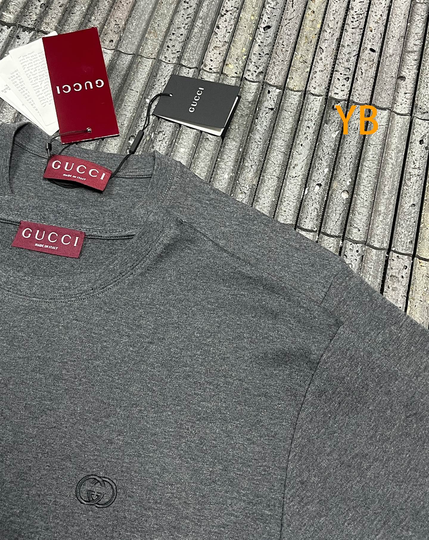 。GUCCI 26SS圆领双G互扣刺绣针织棉T恤●正品5300购入●40支双面面料230克●32支1*1