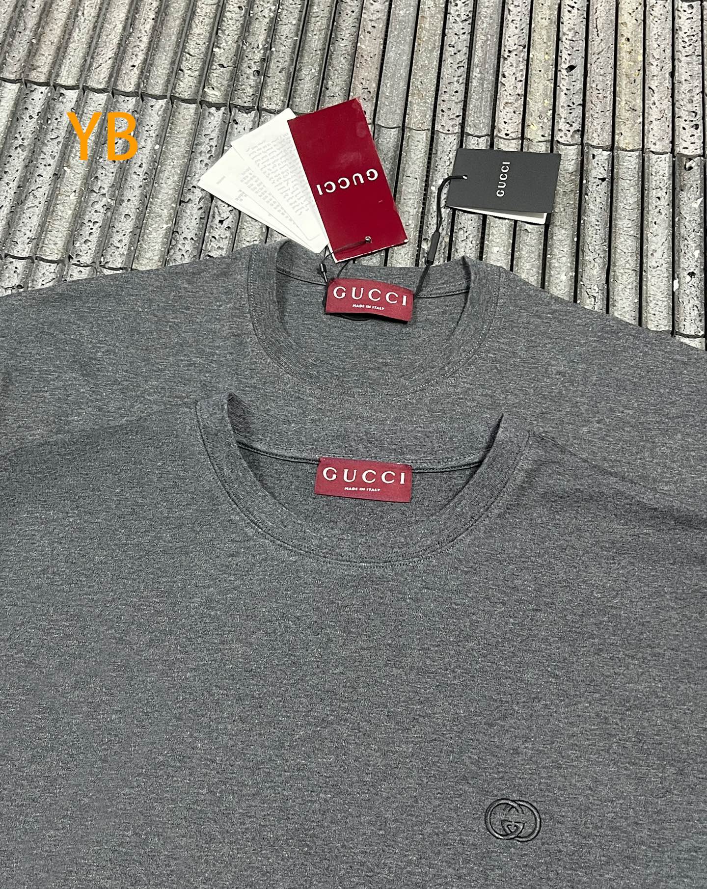 。GUCCI 26SS圆领双G互扣刺绣针织棉T恤●正品5300购入●40支双面面料230克●32支1*1