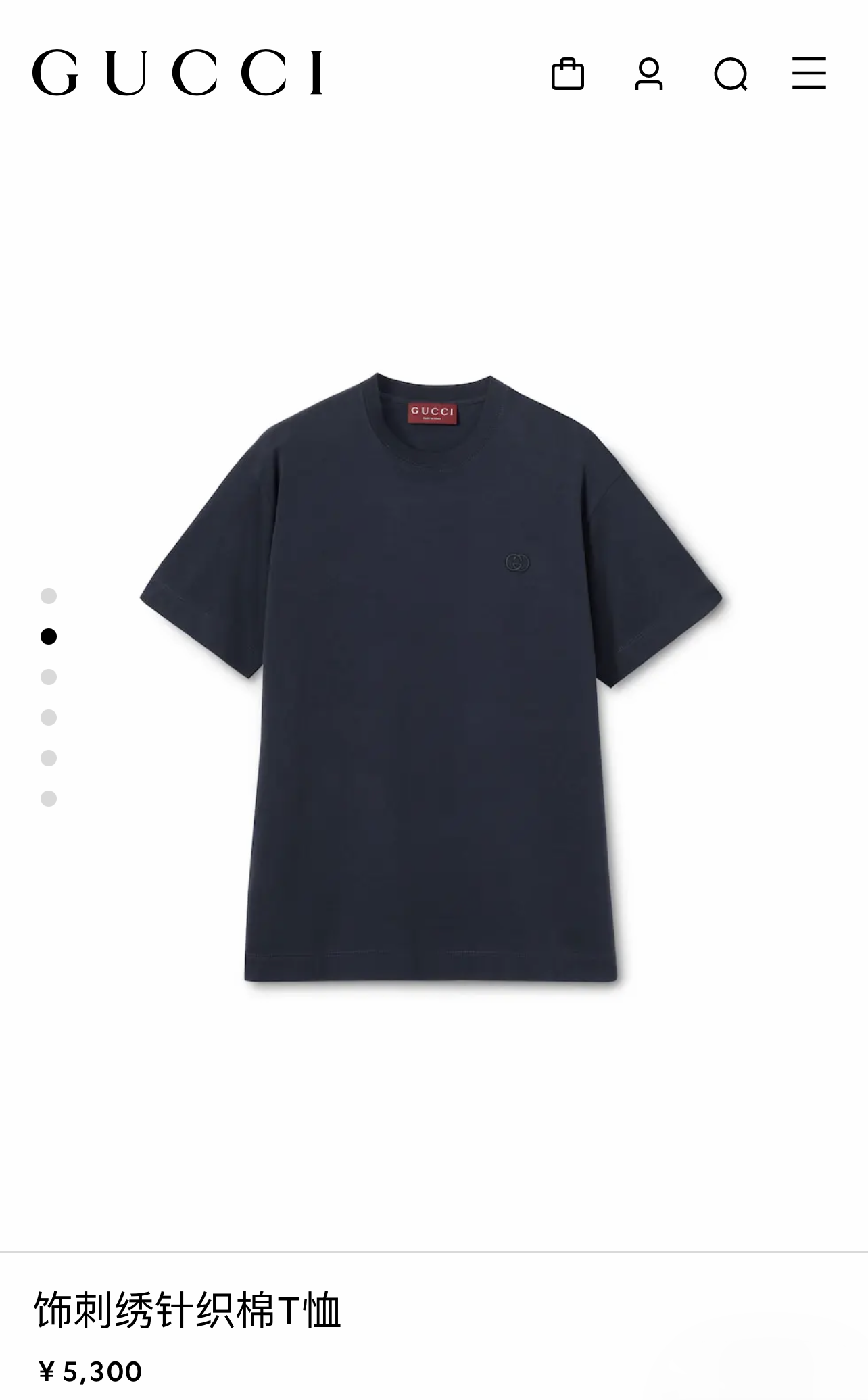 。GUCCI 26SS圆领双G互扣刺绣针织棉T恤●正品5300购入●40支双面面料230克●32支1*1