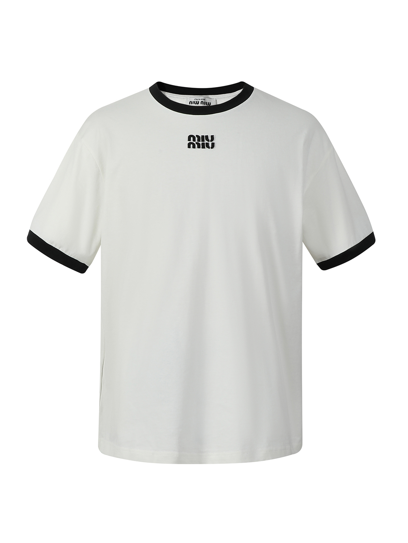 P115 MIU MIU 24SS camiseta de manga corta con logo bordado ●Comprada original por 5600 para desarrollo ●Algodón compact…