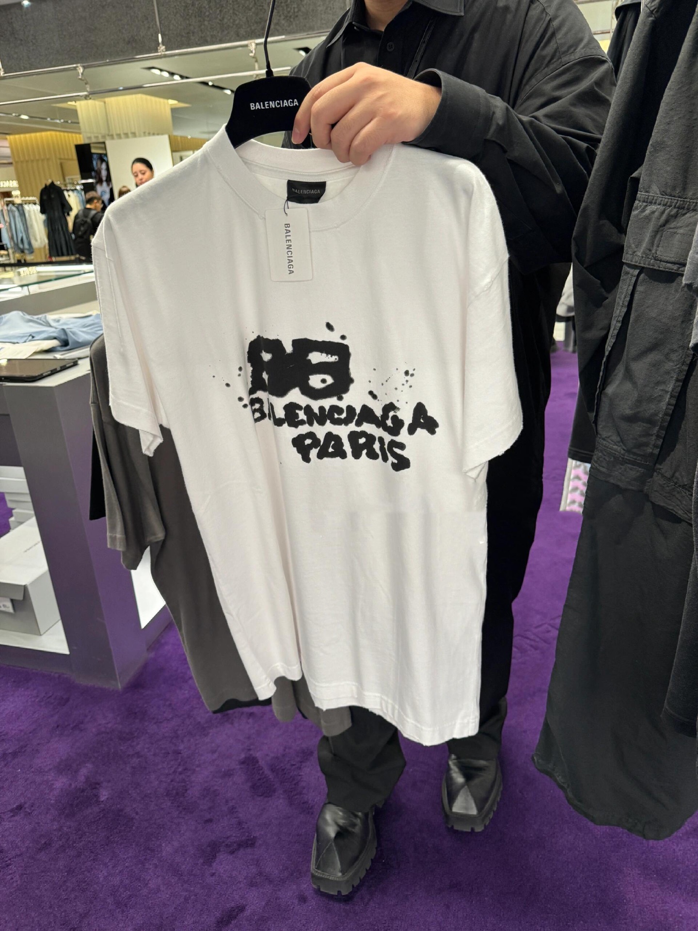 。BALENCIAGA 经典圆领数码印花直喷短袖T恤●正品3599购入开发●230克100%活性黑极品棉